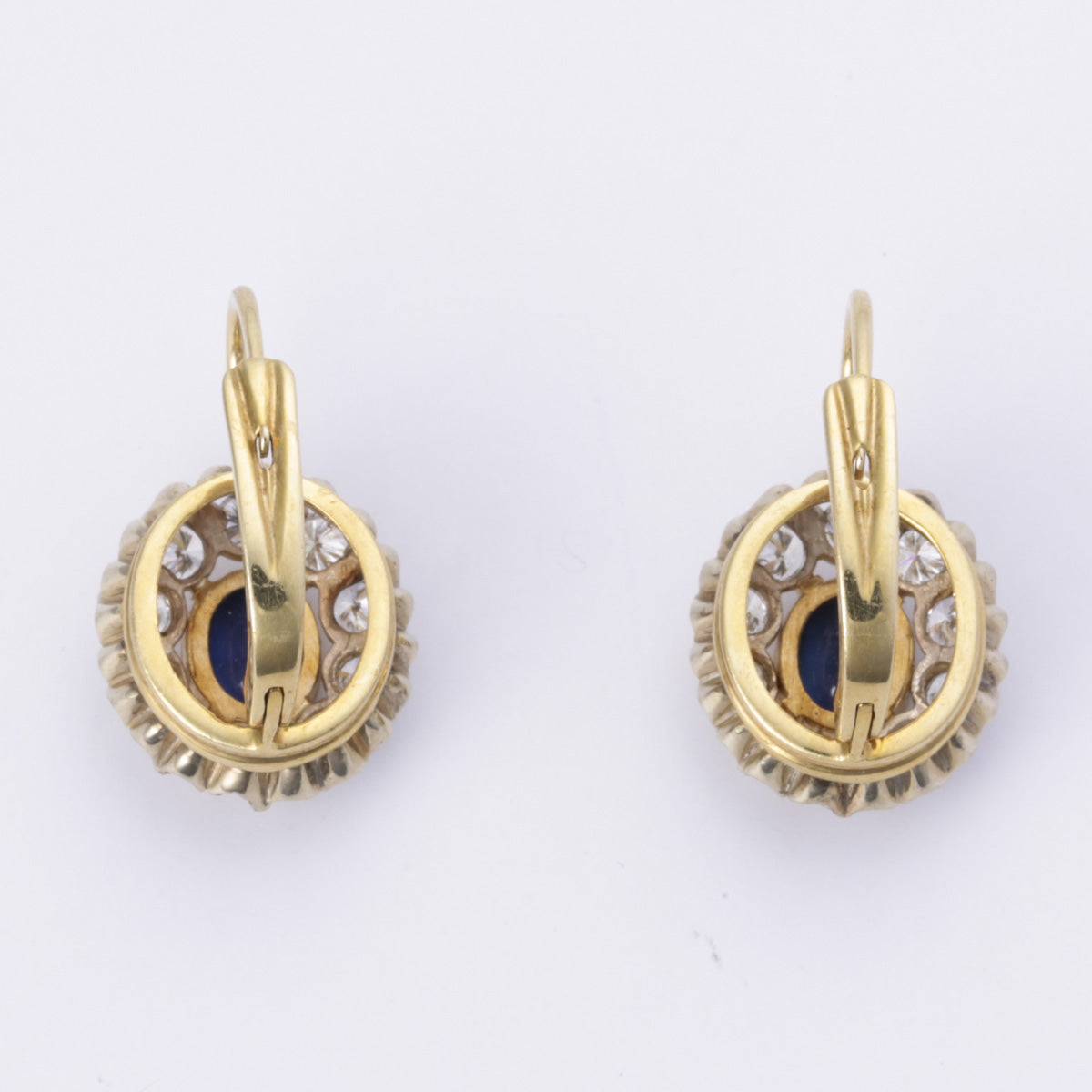 14K Yellow and White Gold Sapphire and Diamond Earrings - 2.13ctw Total Weight, 1.31ctw Sapphire | Elegant Jewelry for Weddings, Anniversaries & Special Occasions