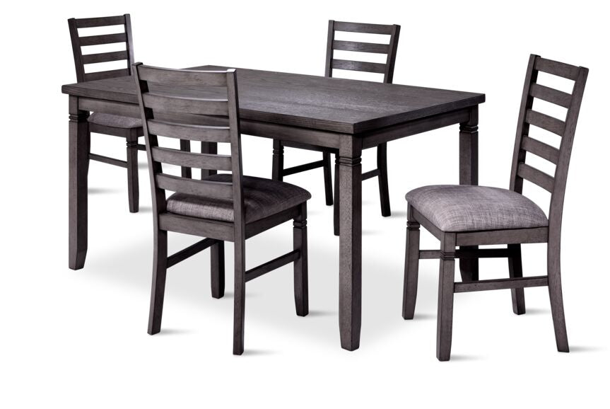 Breeze 5-Piece Dining Set in Dark Grey - Modern Kitchen & Dining Room Furniture for Small Spaces