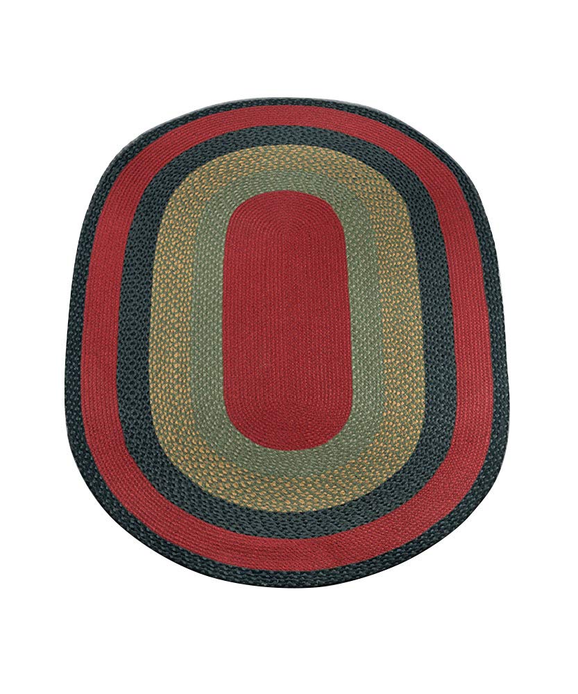 Earth Rugs Burgundy/Olive Handmade Wool Rug - 4' x 6' Oval Area Rug for Living Room, Bedroom & Boho Decor