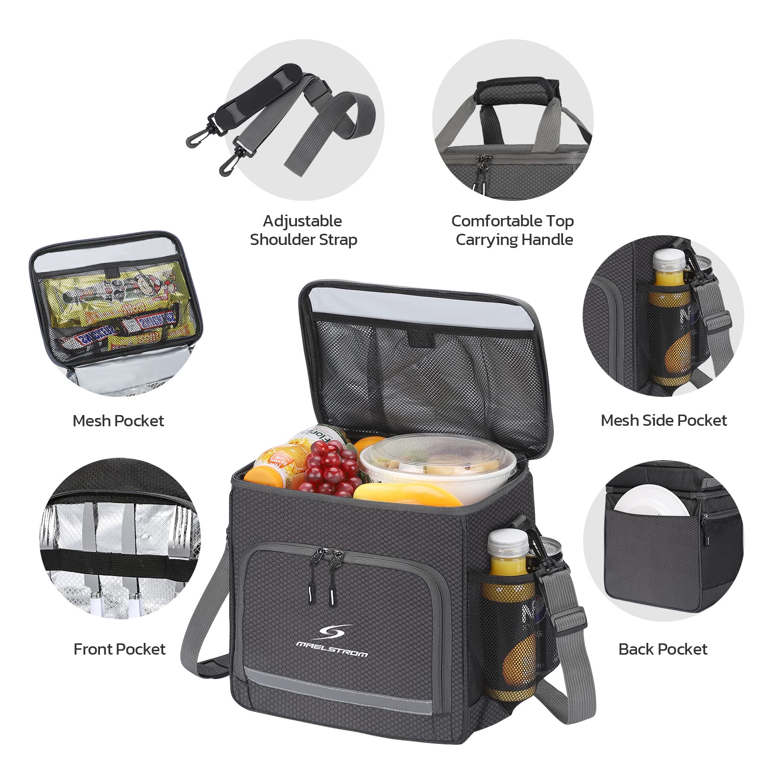 **Maelstrom Insulated Lunch Box for Men & Women - Leakproof Cooler Bag with Durable Tote Handle - Perfect for Work, School, Picnics & Outdoor Activities**