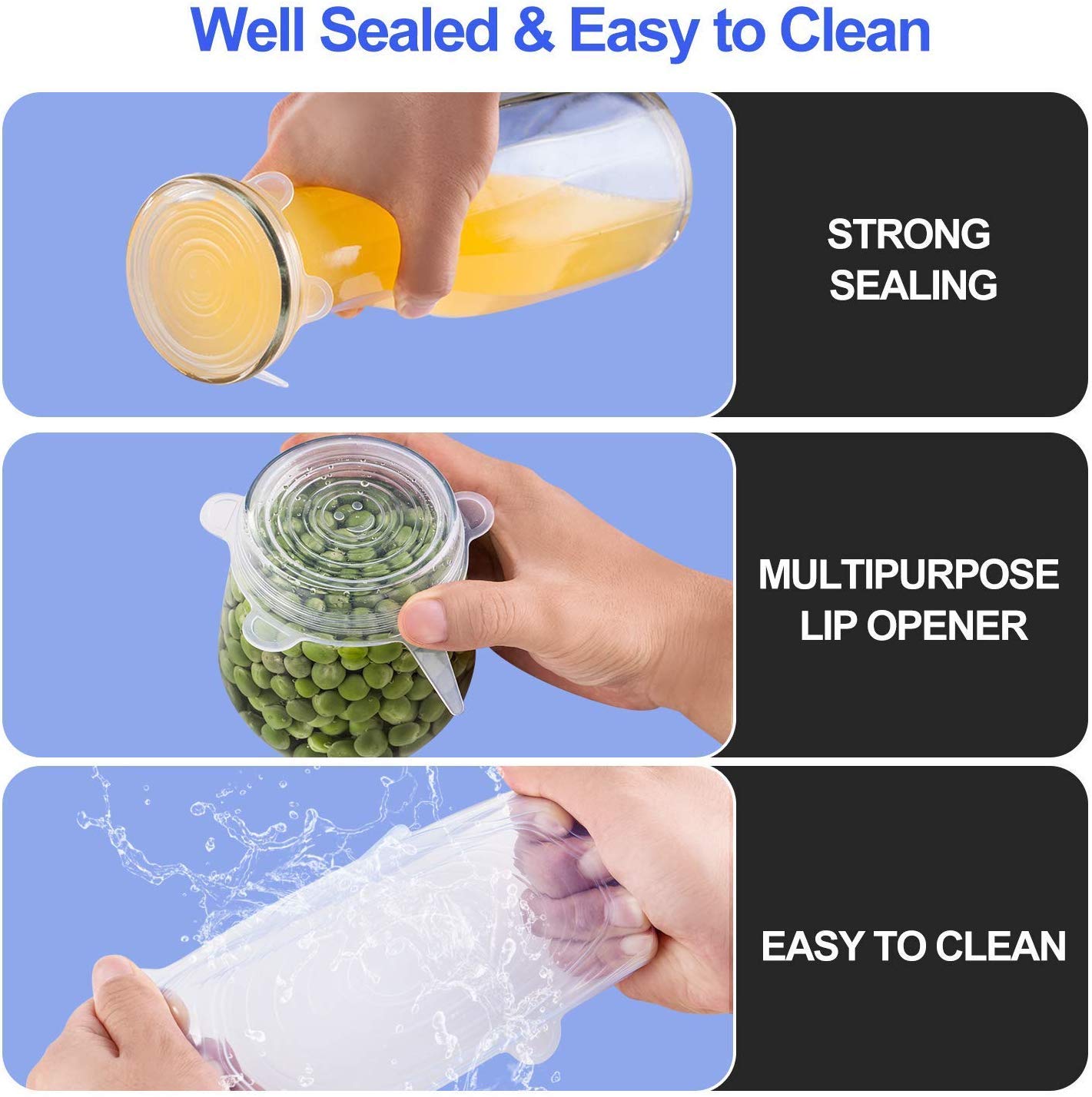 **Reusable Silicone Stretch Lids & Bowl Covers – 12-Pack Food Saver Set (6 Sizes) for Fresh Storage – Fits Various Kitchen Containers – Perfect for Meal Prep, Leftovers & Refrigerator Organization**