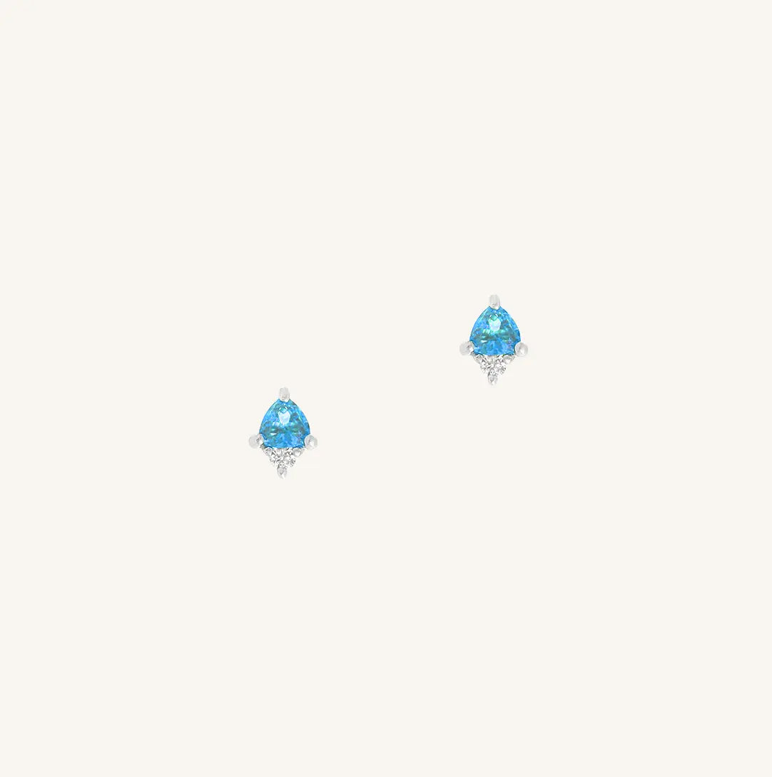 December Birthstone Stud Earrings - Genuine Blue Topaz or Tanzanite Jewelry for Women - Perfect Holiday Gift & Birthday Present for Her
