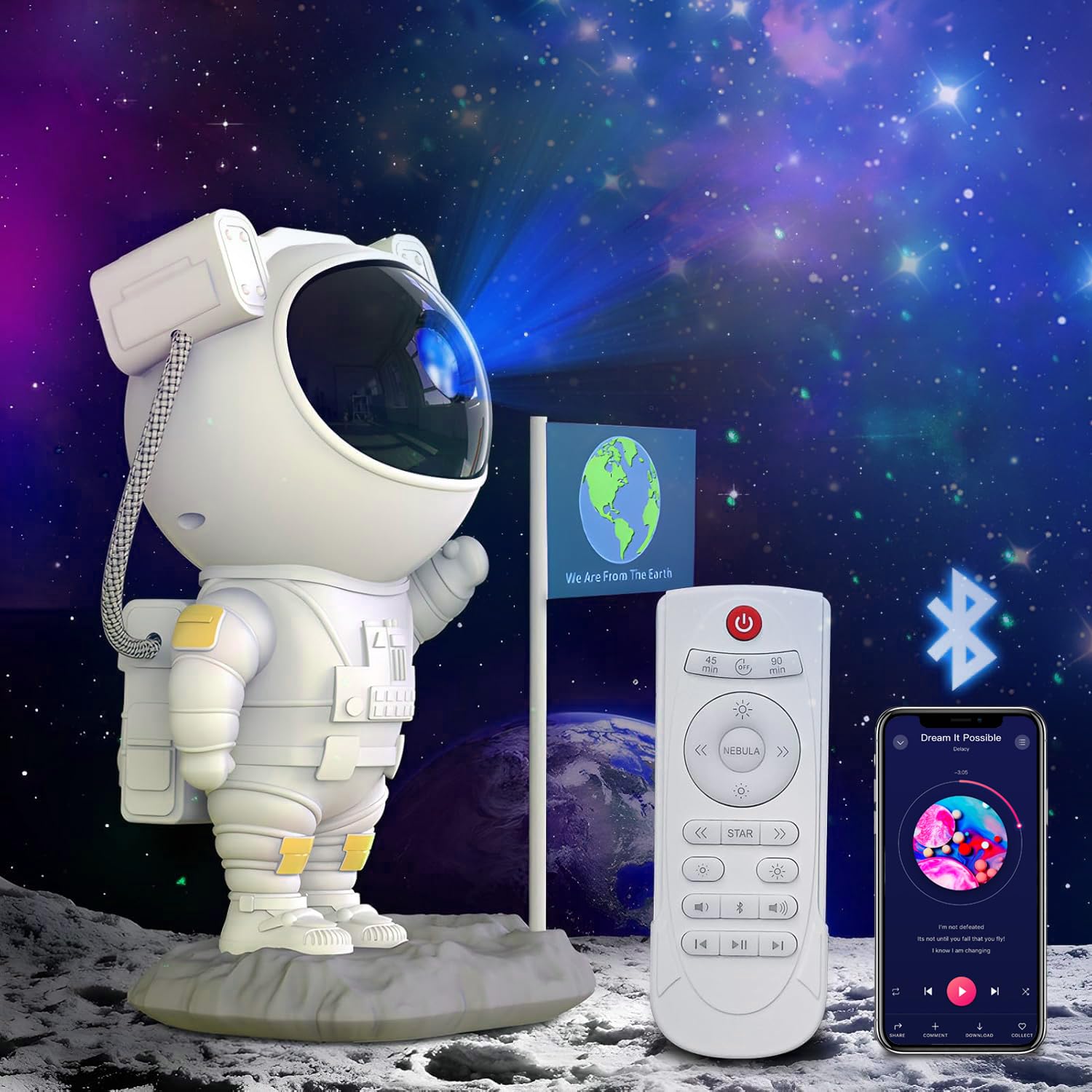 Astronaut Space Projector Night Light - Starry Sky & Nebula LED Lamp with Timer & Remote Control for Bedroom, Kids Room Decor | Perfect for Teens, Christmas Gifts, Birthday Presents | Creates Relaxing Ambiance for Sleep, Meditation & Romantic Nights