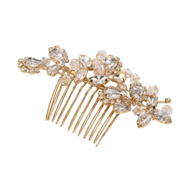Elegant Gold Bridal Hair Comb with Sparkling Crystals - Perfect for Weddings, Prom & Special Occasions | A9753