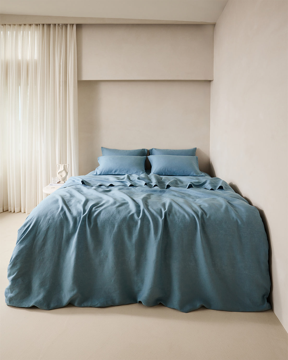 Premium 100% French Flax Linen Fitted Sheet Set - Breathable & Hypoallergenic Bedding for Hot Sleepers & Eco-Friendly Homes - Perfect for Master Bedrooms, Guest Rooms & Summer Nights