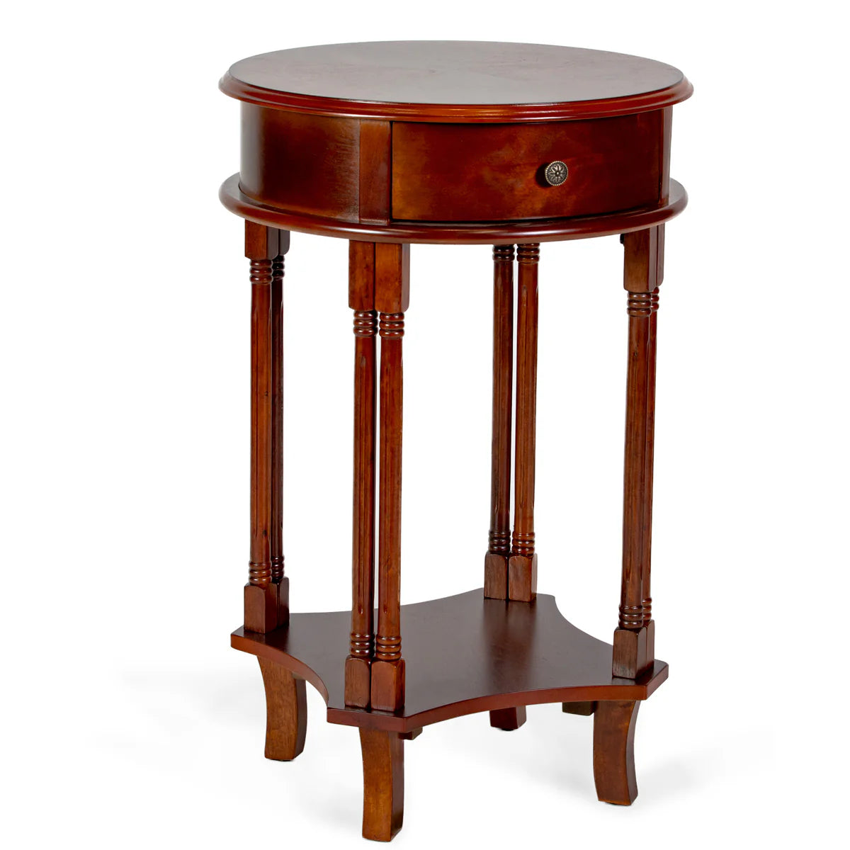 Round Accent Table with Cherry Finish - Solid Wood Side Table by All Things Cedar - Perfect for Living Room, Bedroom, or Entryway Decor