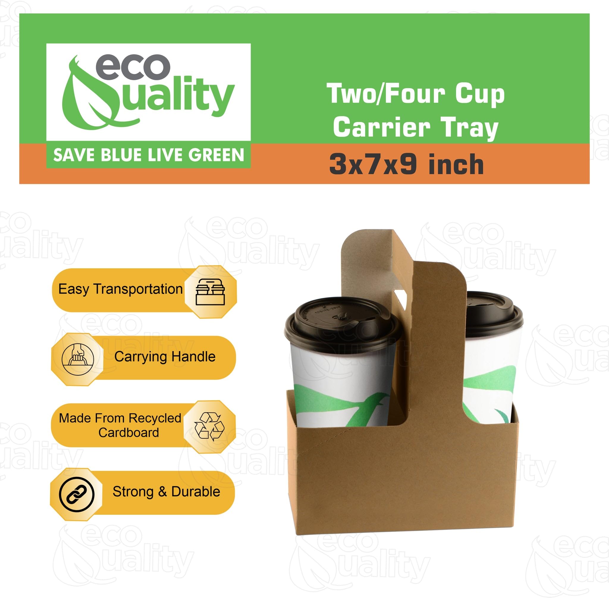 25-Pack Disposable Kraft Paper Cup Carrier with Handles - 2 or 4 Cup Holder for Hot/Cold Drinks - Eco-Friendly Drink Tray for Coffee Shops, Food Delivery & Takeout - Perfect for Starbucks, Dunkin' Donuts & Office Parties