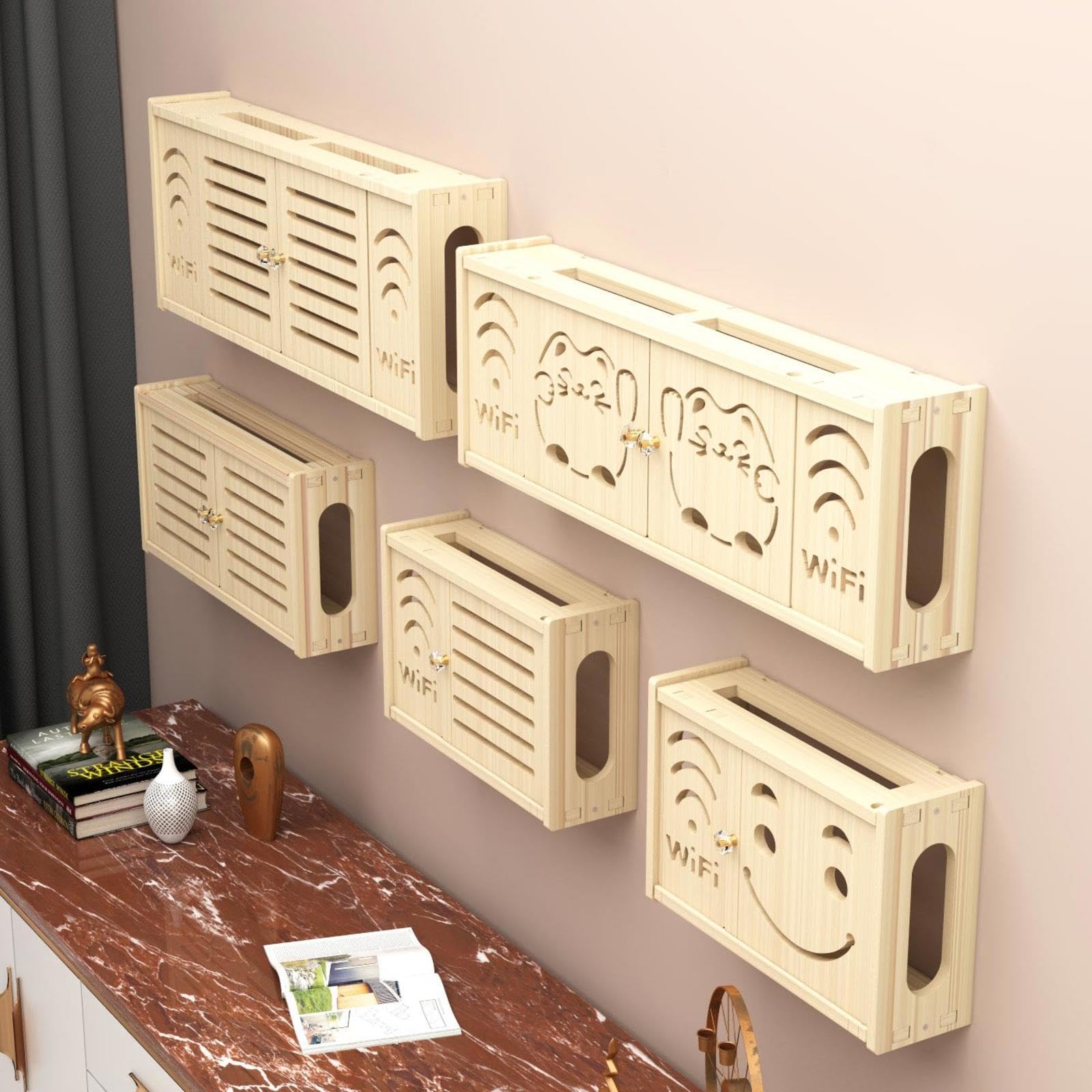 Wall Mounted Router Shelf - Cable Storage Rack for WiFi Modem & Organizer for Home Office