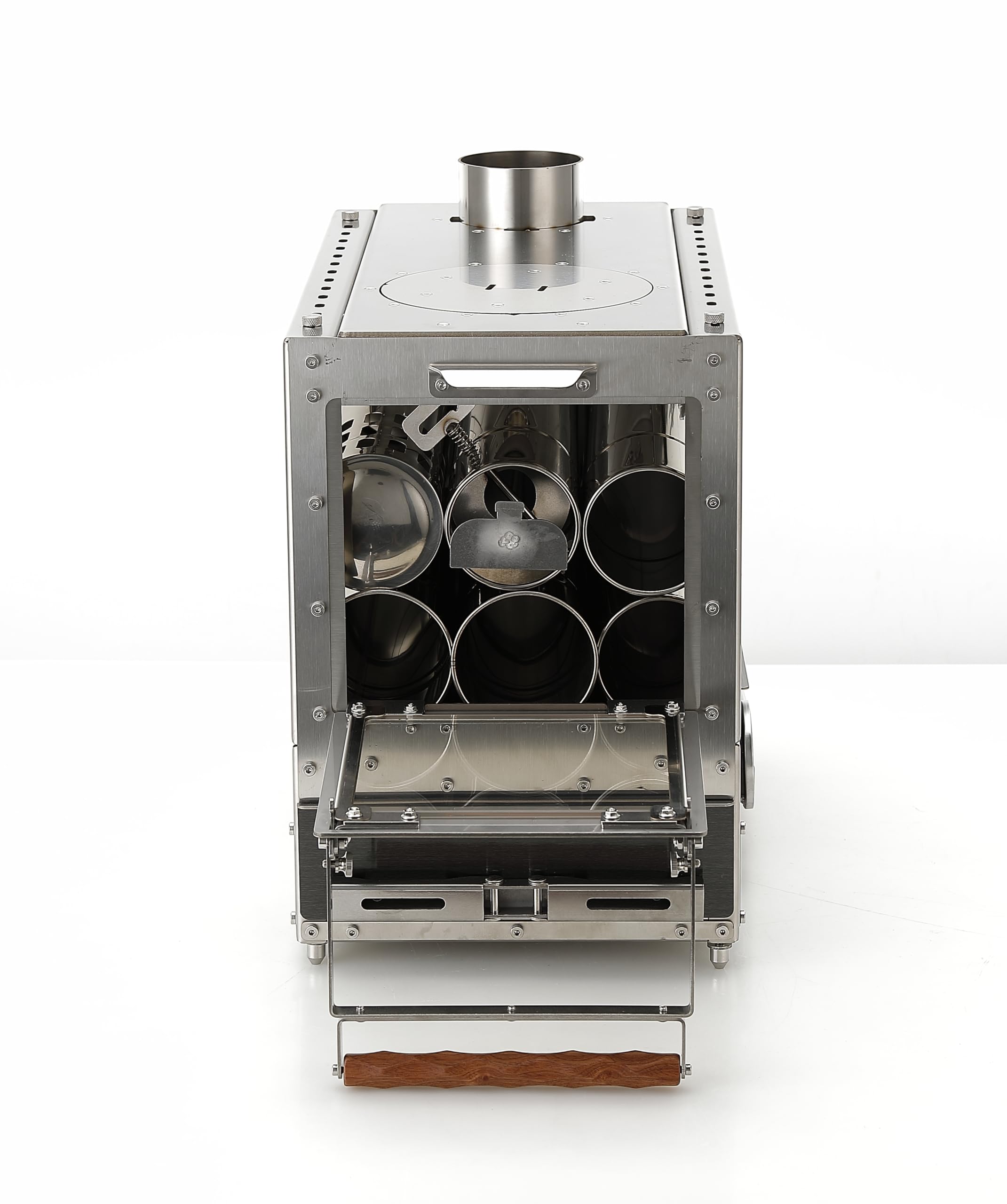 Portable Stainless Steel Wood Burning Stove with Pellet Burner - Black Titanium Base Camping Stove for Tents, Includes 6 Chimney Pipes & Spark Arrestor - Perfect for Outdoor Cooking, Heating & Survival Camping