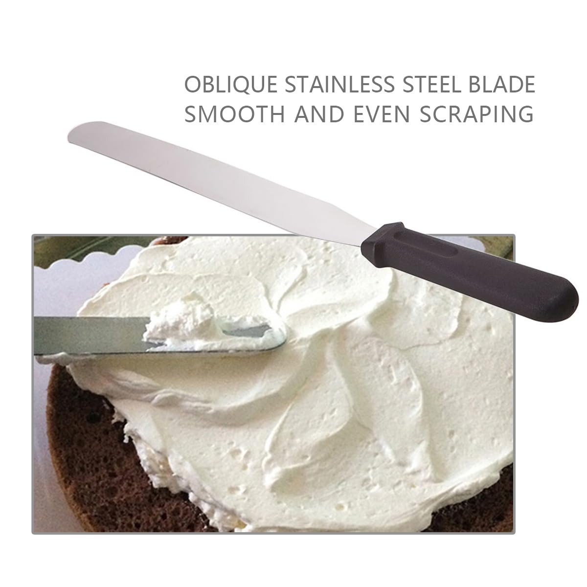 3-Pack Black Stainless Steel Offset Spatulas - Straight & Angled Baking Spatulas for Cake Decorating, Icing, and Kitchen Cooking