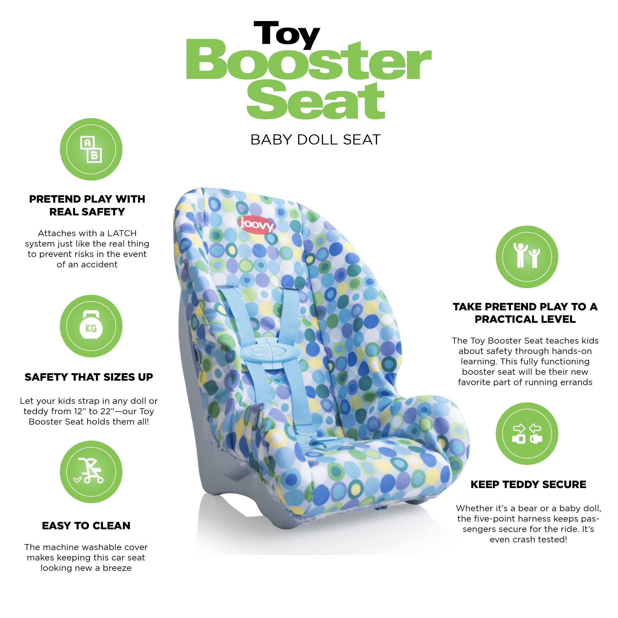 Joovy Toy Booster Car Seat for Toddlers - Safe & Comfortable Blue Booster Seat for Kids Travel, Dining & Road Trips