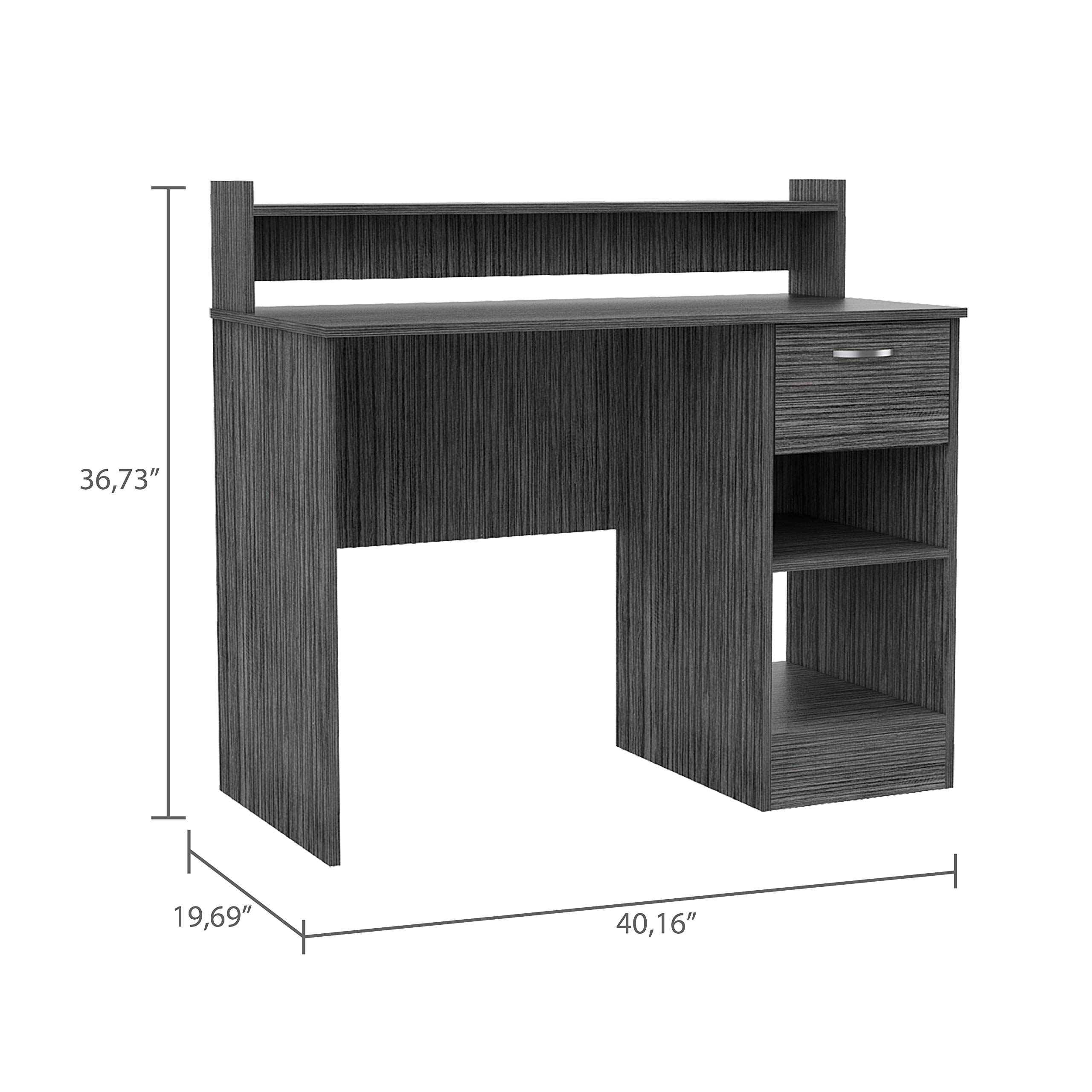 Modern Engineered Wood Charcoal Computer Desk - Home Office Workstation with Storage Shelf | Perfect for Remote Work, Gaming & Study Spaces