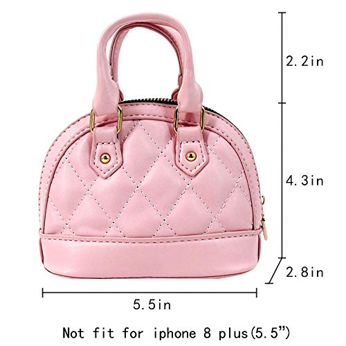 Cute Mini Dome Satchel Purse for Girls - Pink Coin Purse with Chain, Crossbody Tote Handbag for Teens | Perfect for School, Shopping & Daily Use (Style 0738)