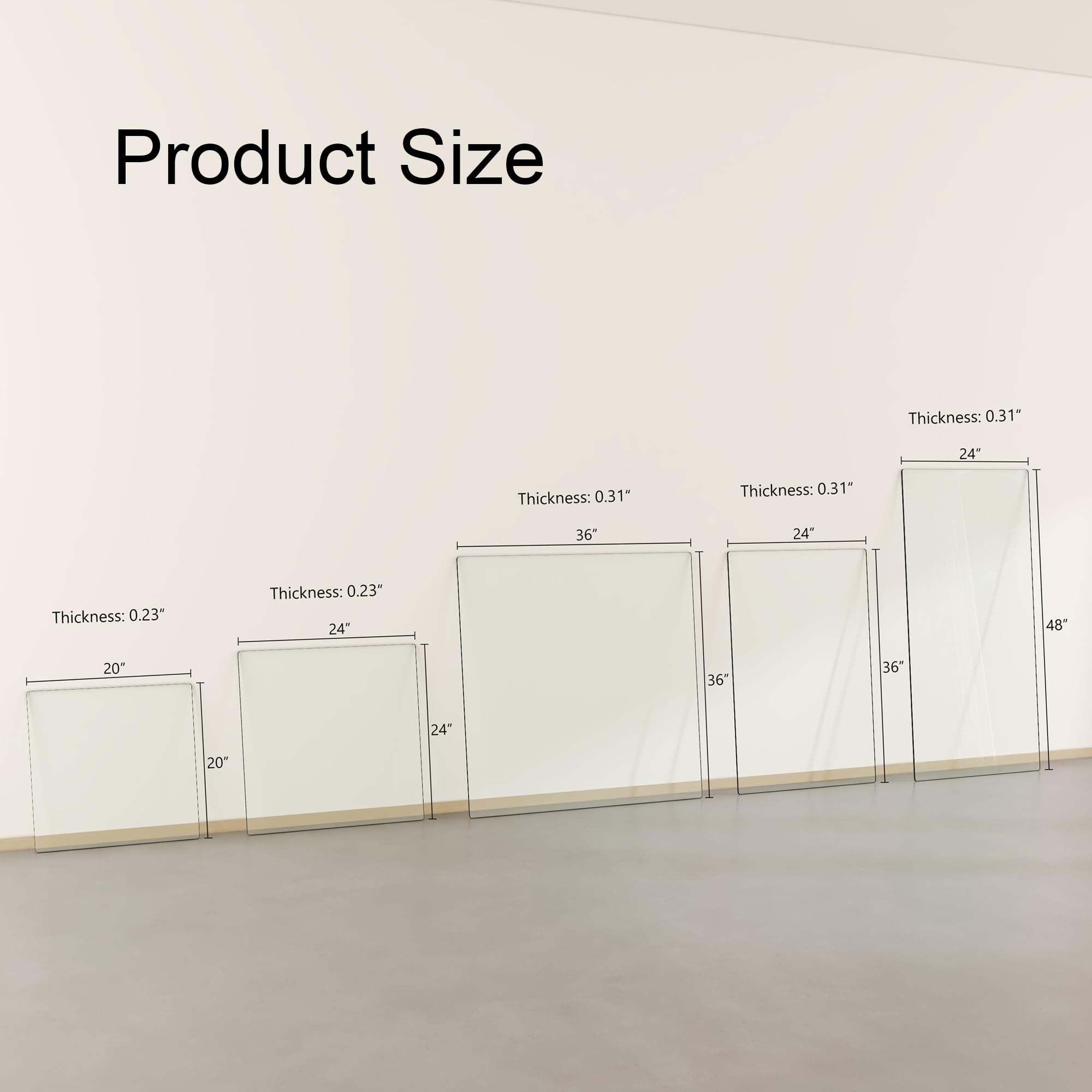 24x36 Inch Tempered Glass Table Top - 0.31 Inch Thick Clear Rectangle Tabletop with 6 Anti-Slip Rubber Pads - Replacement Glass for Dining Table, Kitchen Island, Patio Furniture & Coffee Table - Perfect for Home, Office and Restaurant Use