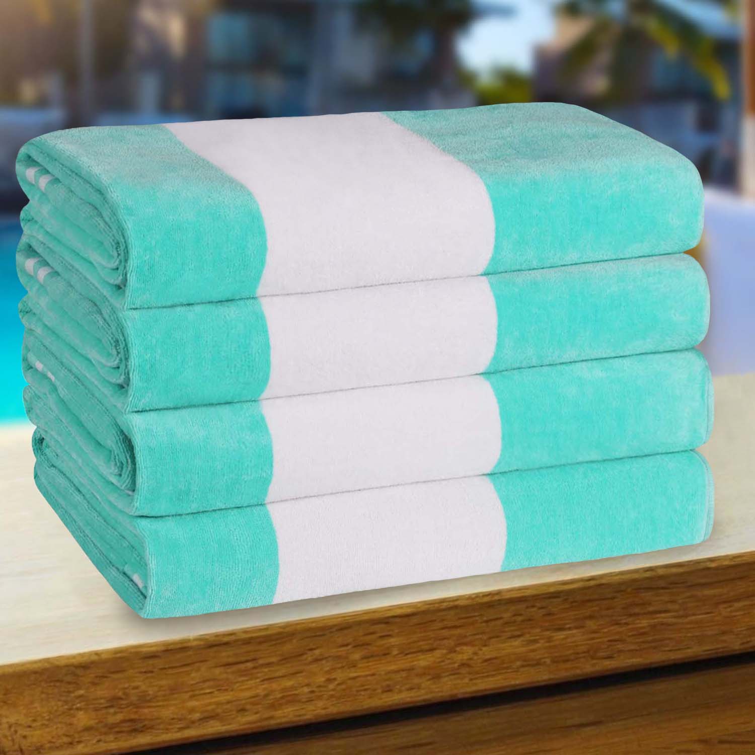 Premium Cabana Stripe Oversized Cotton Beach Towel Set of 2, 4, or 6 - Soft, Absorbent & Quick-Drying for Pool, Beach, Vacation & Spa Use