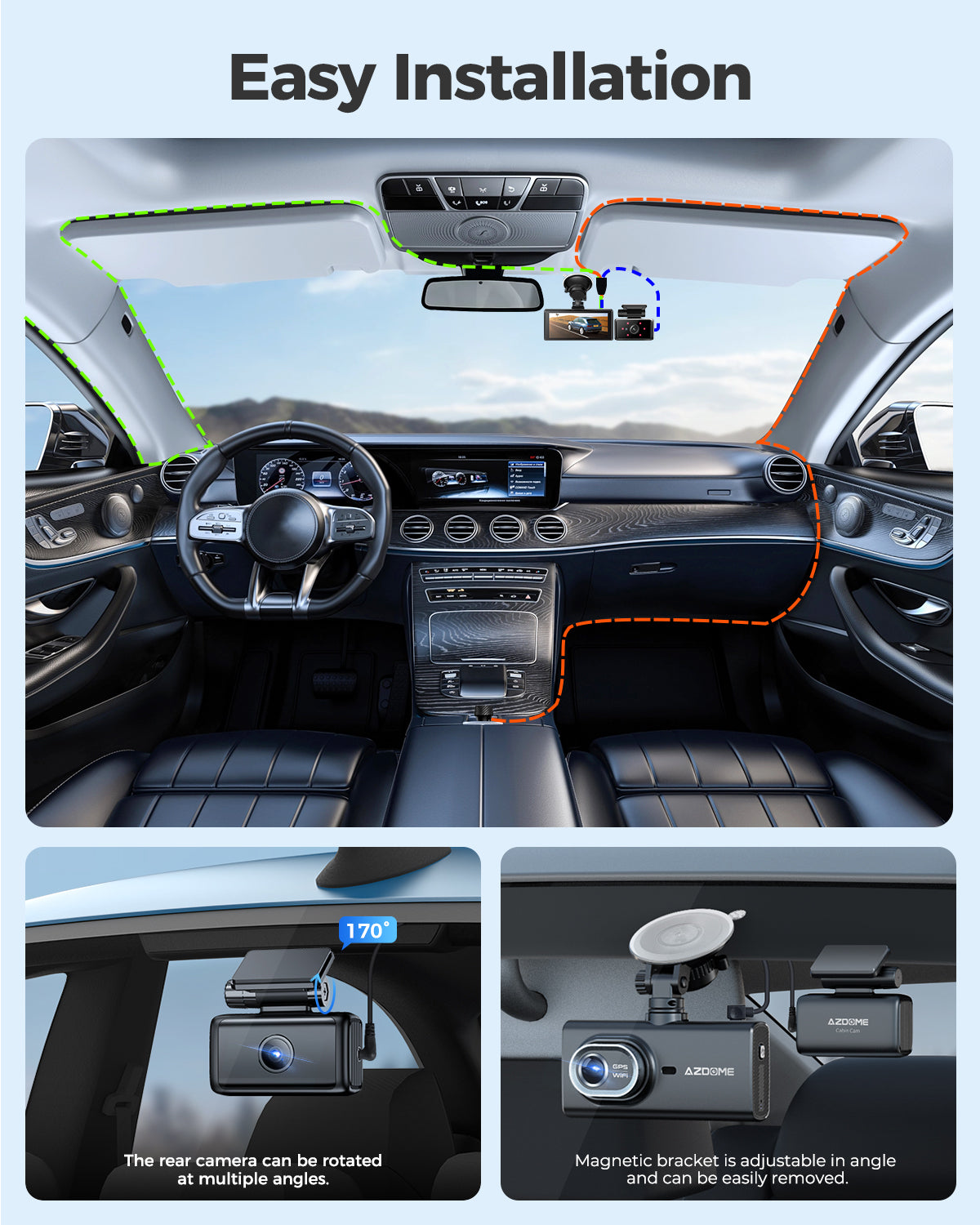 AZDOME M560 3-Channel Dash Cam with 4K Ultra HD, 4
