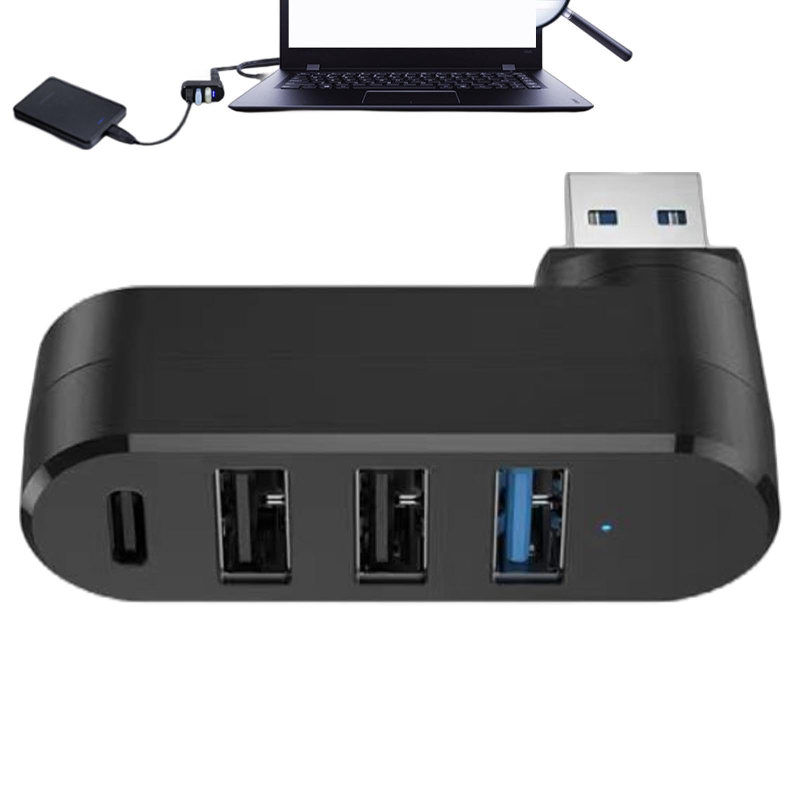 4-Port USB 3.0 Hub Rotatable - High Speed USB Splitter Expander Adapter for Laptop, PC, MacBook, Car, Office & Home Use | Kuehssn Multi-Port USB Station