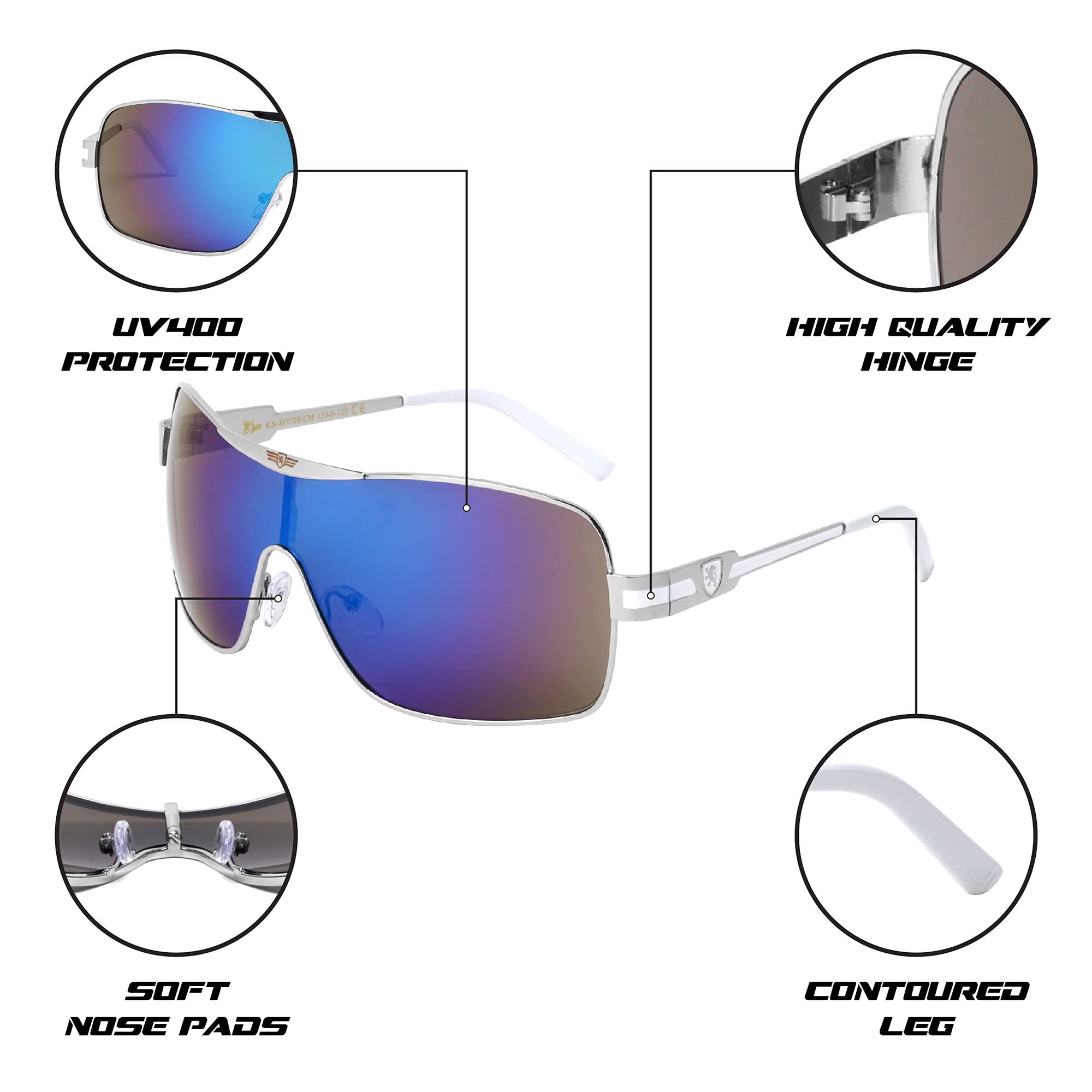 One Piece Shield Sunglasses - UV Protection, Anti-Glare, Lightweight & Durable for Outdoor Sports, Driving, and Beach Activities