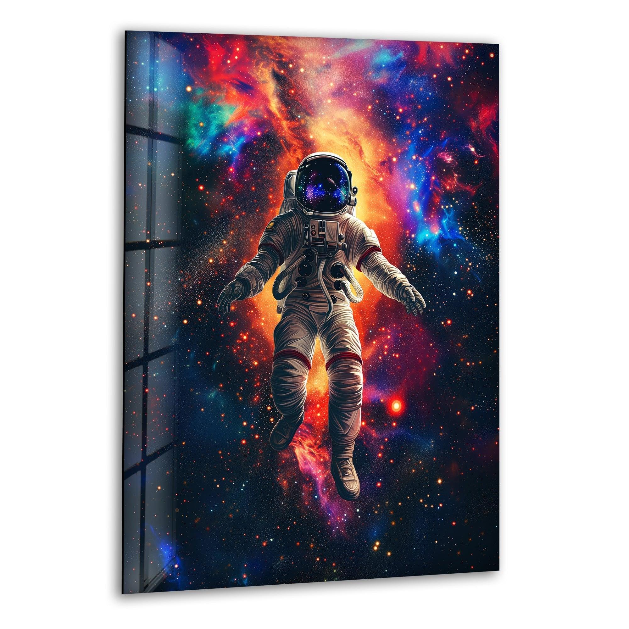 Astronaut in Space Glass Wall Art - Stunning Galaxy Decor for Living Room, Bedroom & Office - Perfect Space Themed Gift for NASA Lovers