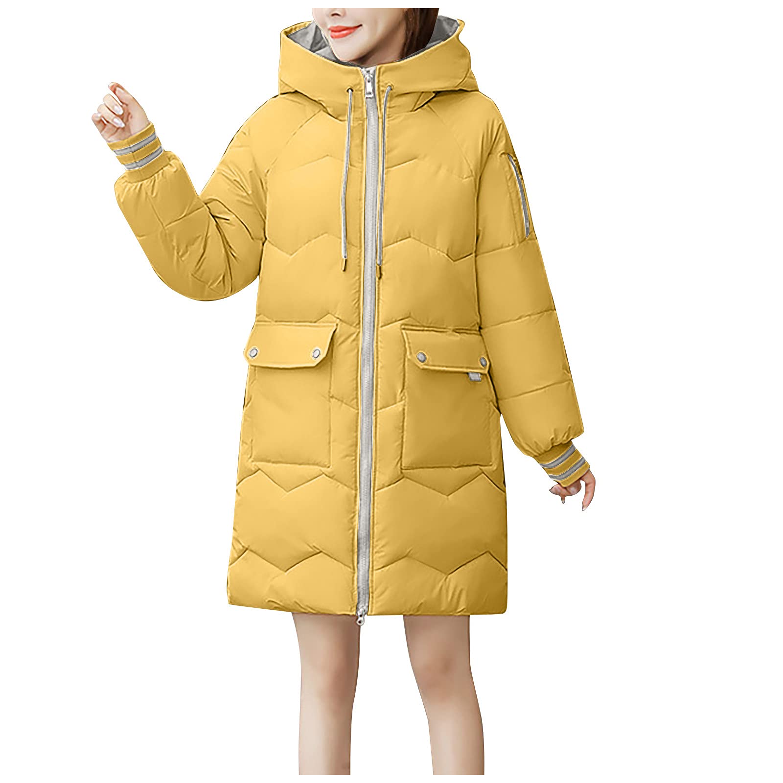 Korean Style Women's Slim Over-The-Knee Mid-Length Hooded Cardigan Coat with Pockets - Perfect for Students, Casual Outfits & Autumn Layering