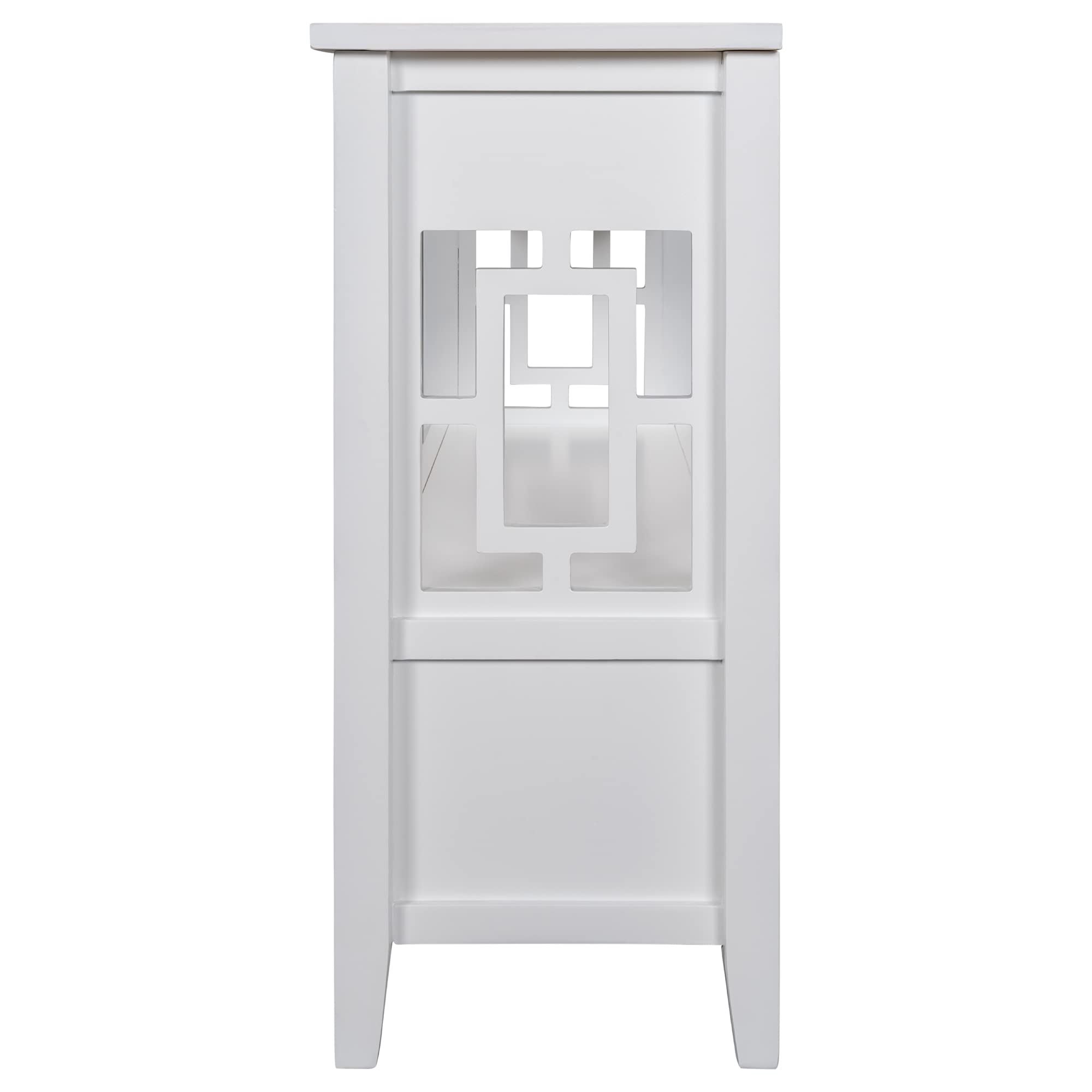 Quarte Console Table - Entryway Hallway Sofa Table with 4 Drawers & 1 Shelf, Thick Wood Accent Side Table, Retro Style Living Room & Bedroom Furniture, Easy Assembly (White) - Perfect for Small Spaces, Apartment Entryways & Home Decor