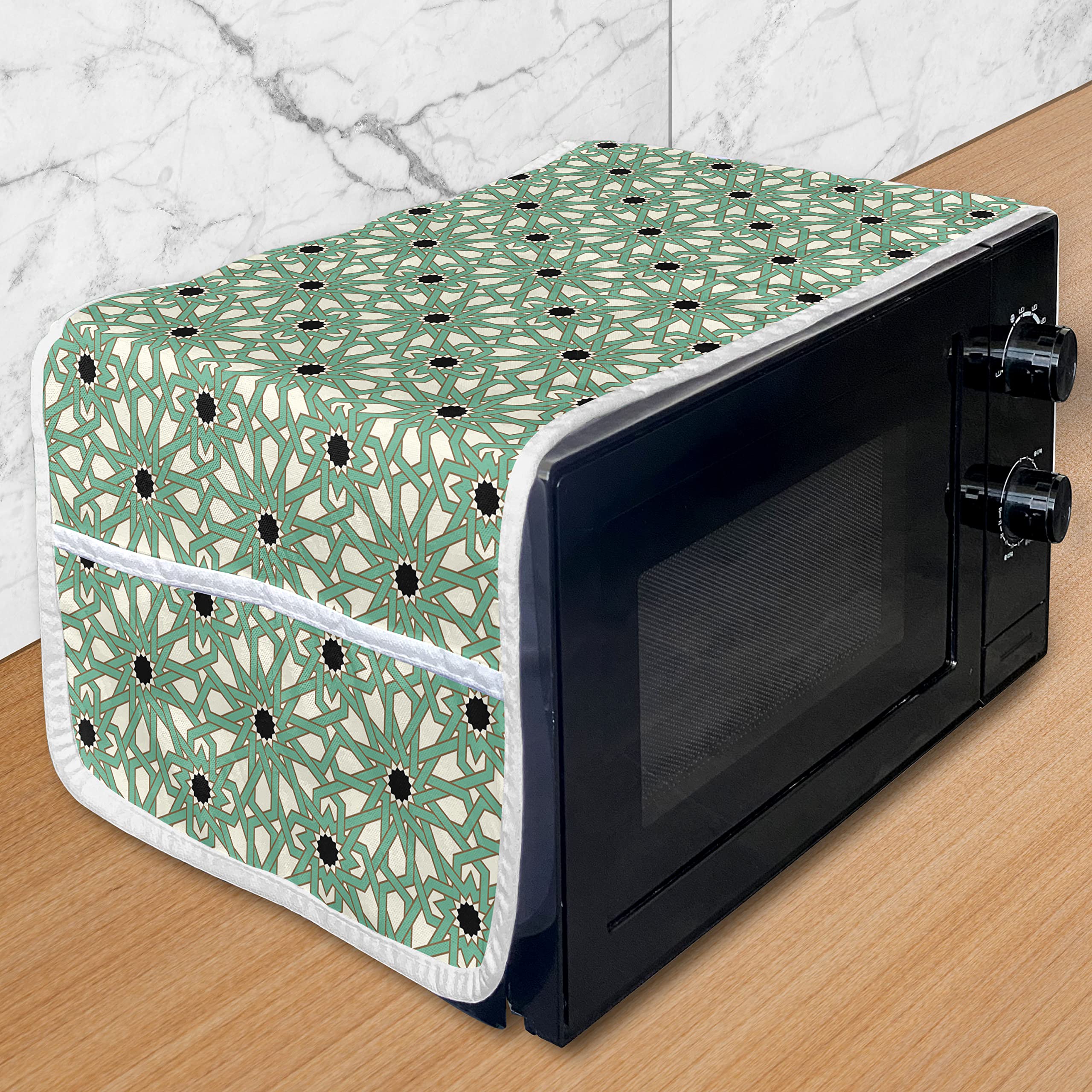 Ambesonne Moroccan Microwave Cover - Waterproof Kitchen Organizer with Pockets, 36
