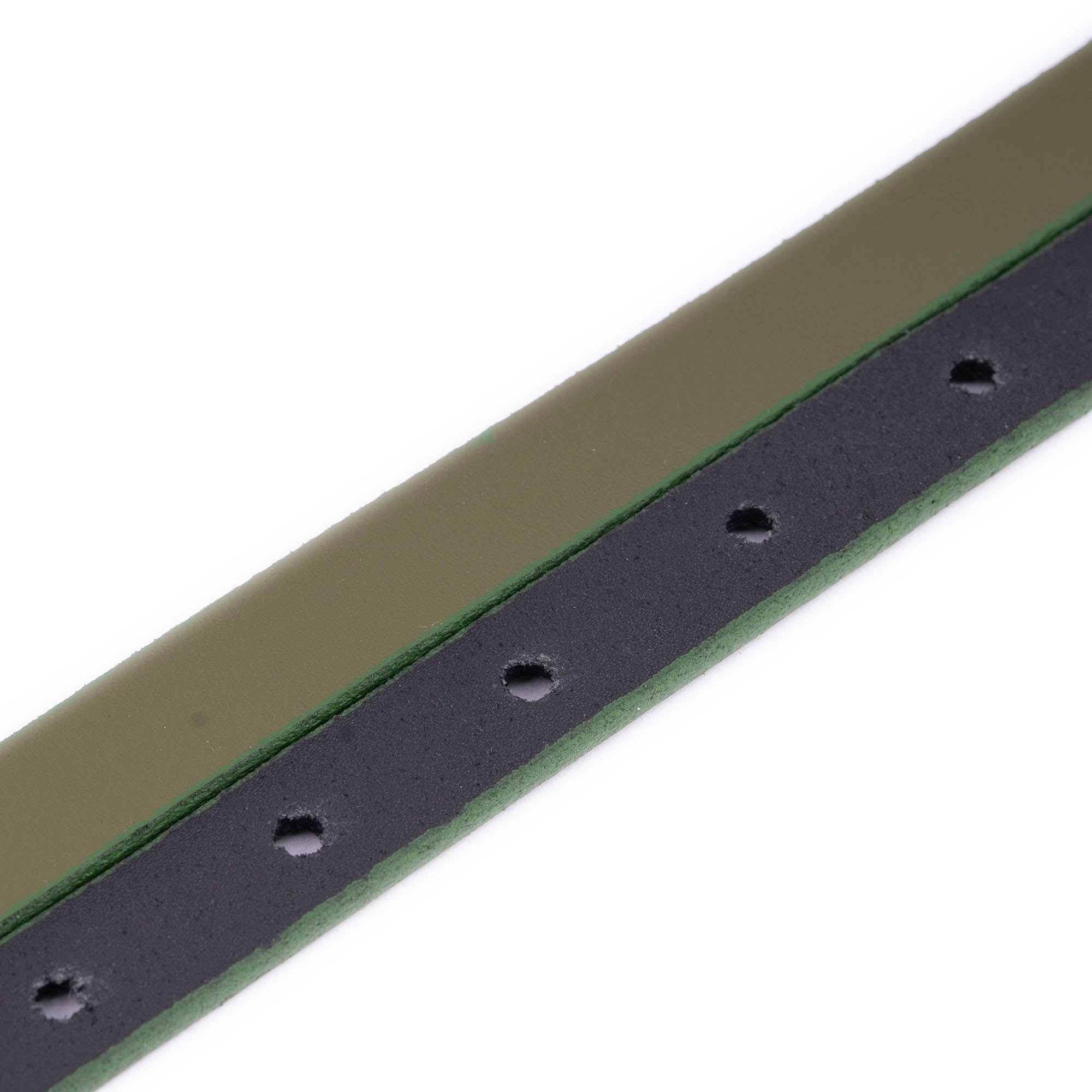 1.5cm Olive Green Leather Replacement Belt Strap for Loewe Buckles - Women's Fashion Accessory for Casual, Office & Special Occasions
