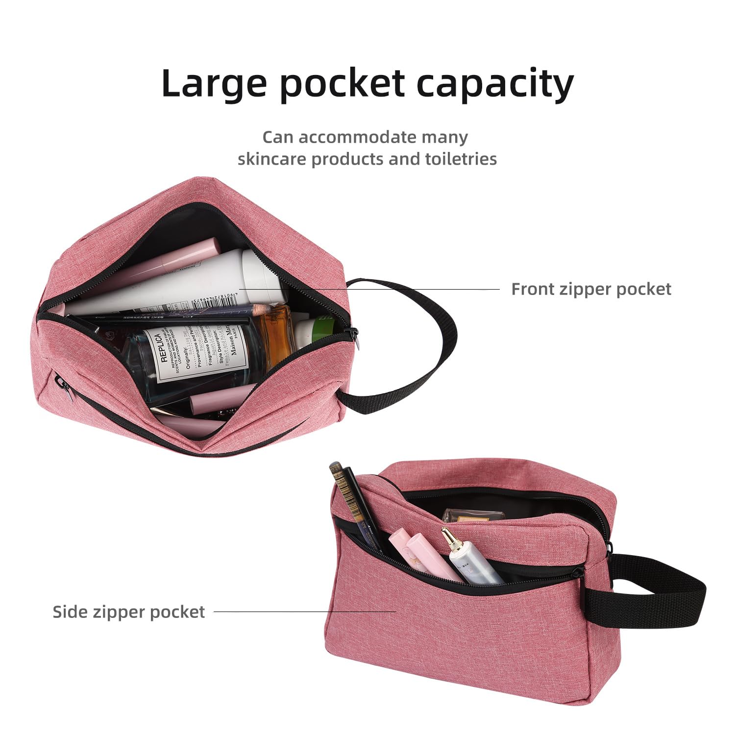 Hanging Travel Toiletry Bag for Women & Men - Waterproof Cosmetic Organizer with Multiple Pockets, Perfect for Bathroom & Airplane Travel Accessories (Dusky Pink) - Ideal Gift for Vacation, Business Trips & Camping