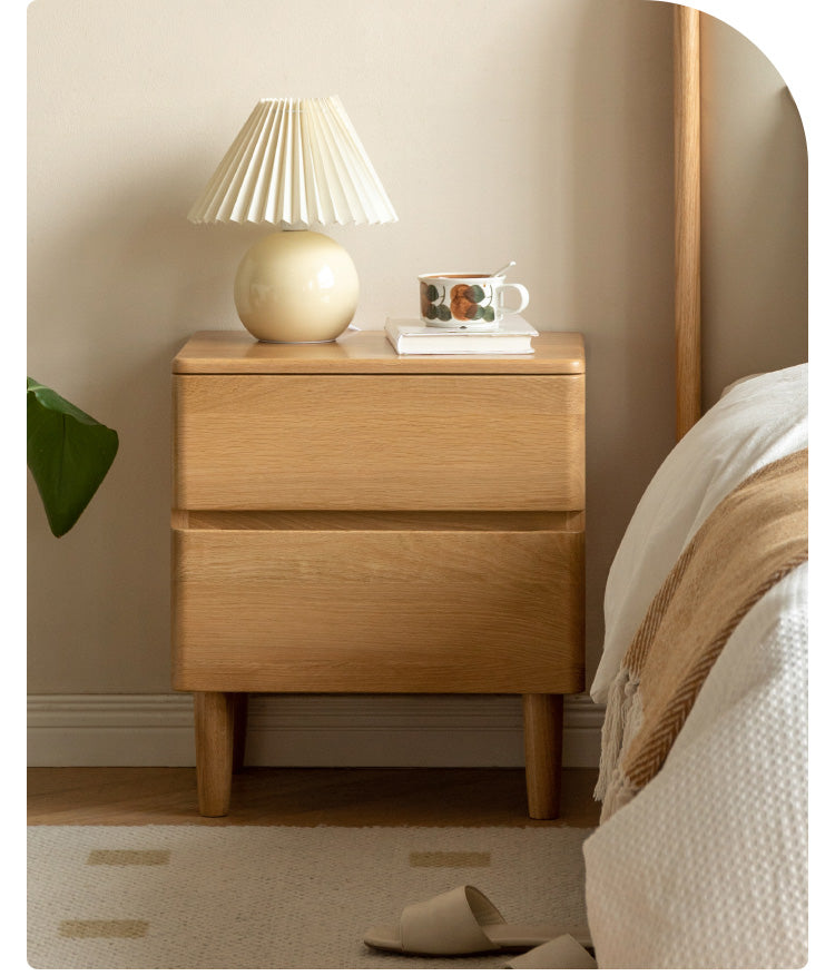 Solid Oak Wood Nightstand - Modern Bedside Table with Drawer for Bedroom, Living Room, or Guest Room - Durable & Stylish Home Furniture
