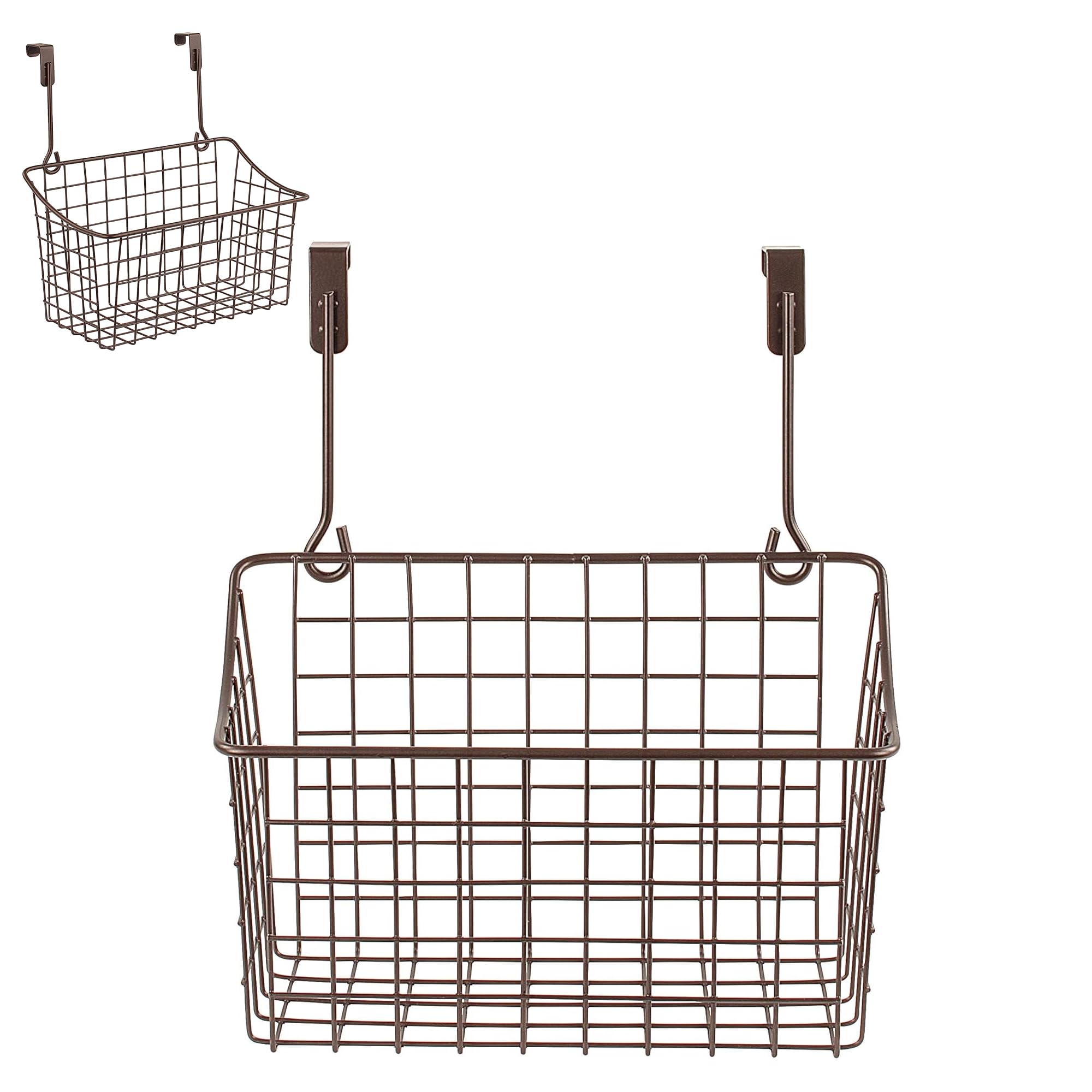 **Bronze Grid Over Cabinet Wire Basket - Medium Spectrum Hanging Organizer for Kitchen, Bathroom & Laundry - Perfect for Storing Cleaning Supplies, Washcloths & Hand Towels - Space-Saving Storage Solution**
