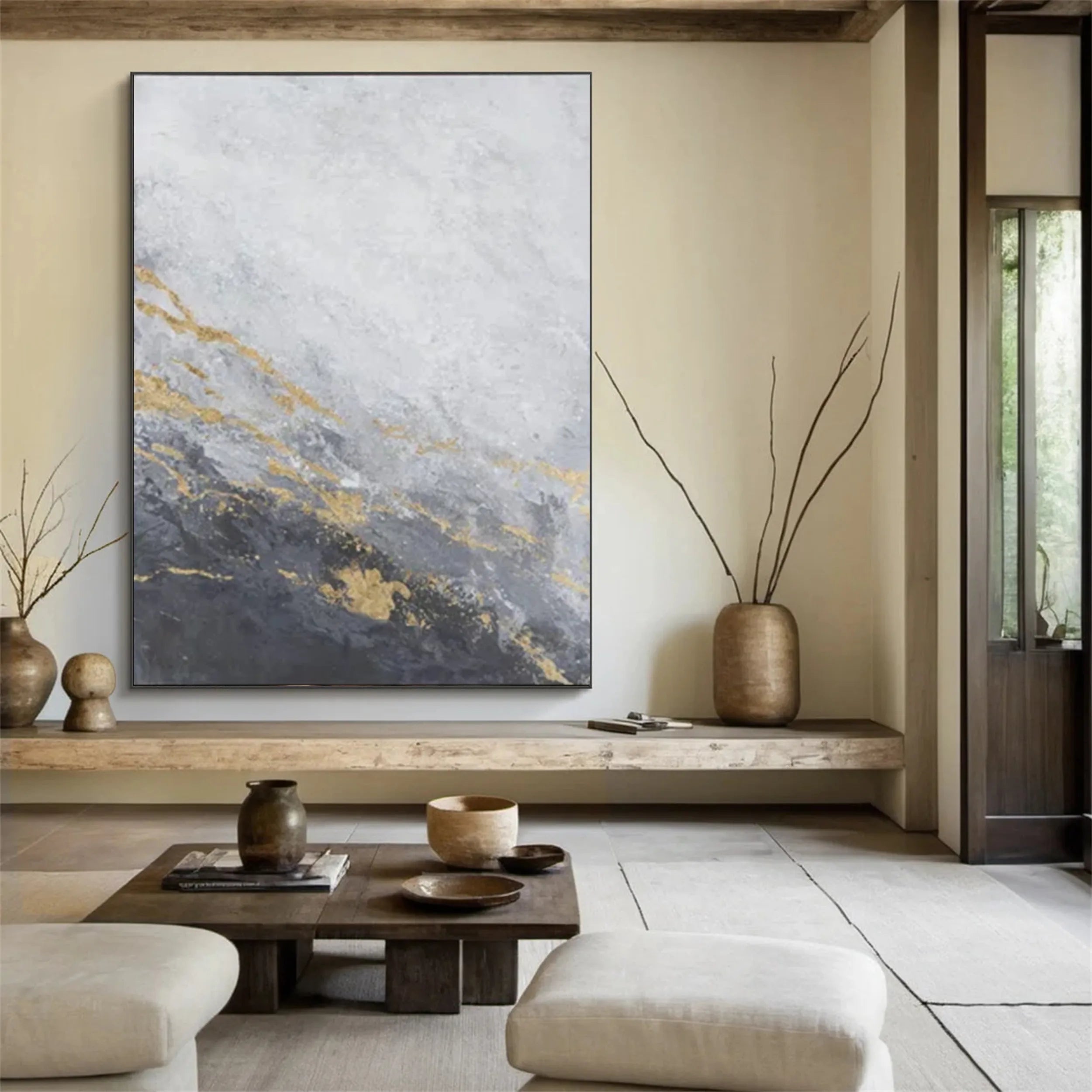 Abstract Painting #AB 127 - Modern Wall Art Decor for Living Room, Bedroom & Office - Handmade Canvas Artwork for Home & Interior Design