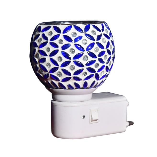 Indian Sky Pure Air Karpure Camphor Electric Diffuser - Ceramic Kapoor Dani with On/Off Switch & Night Light | Smoke-Free Aromatherapy for Home, Office & Meditation | IS-M-07