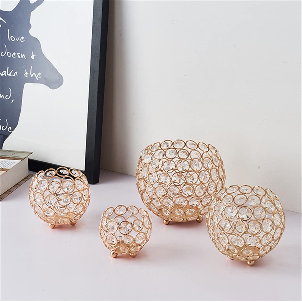 Elegant Crystal Candle Holder - Gold & Silver 10cm Small Candle Stand for Home Decor, Wedding Centerpiece, Tabletop Decor, Romantic Dinner & Holiday Decorations (8cm Size, Color B)
