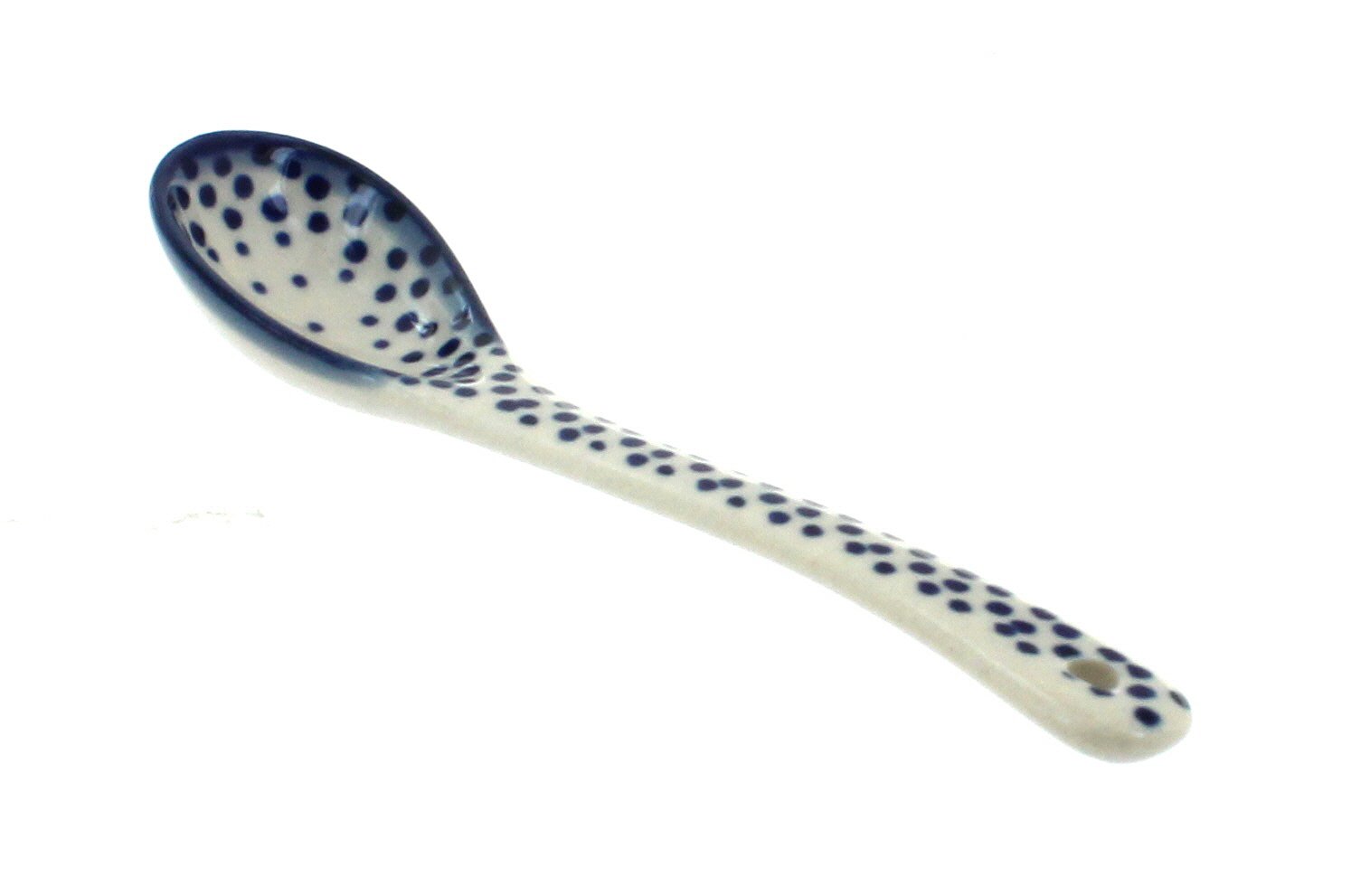 Handmade Blue Rose Polish Pottery Sugar Spoon with Small Dots - Perfect for Tea, Coffee & Dessert Serving - Elegant Gift for Home & Kitchen