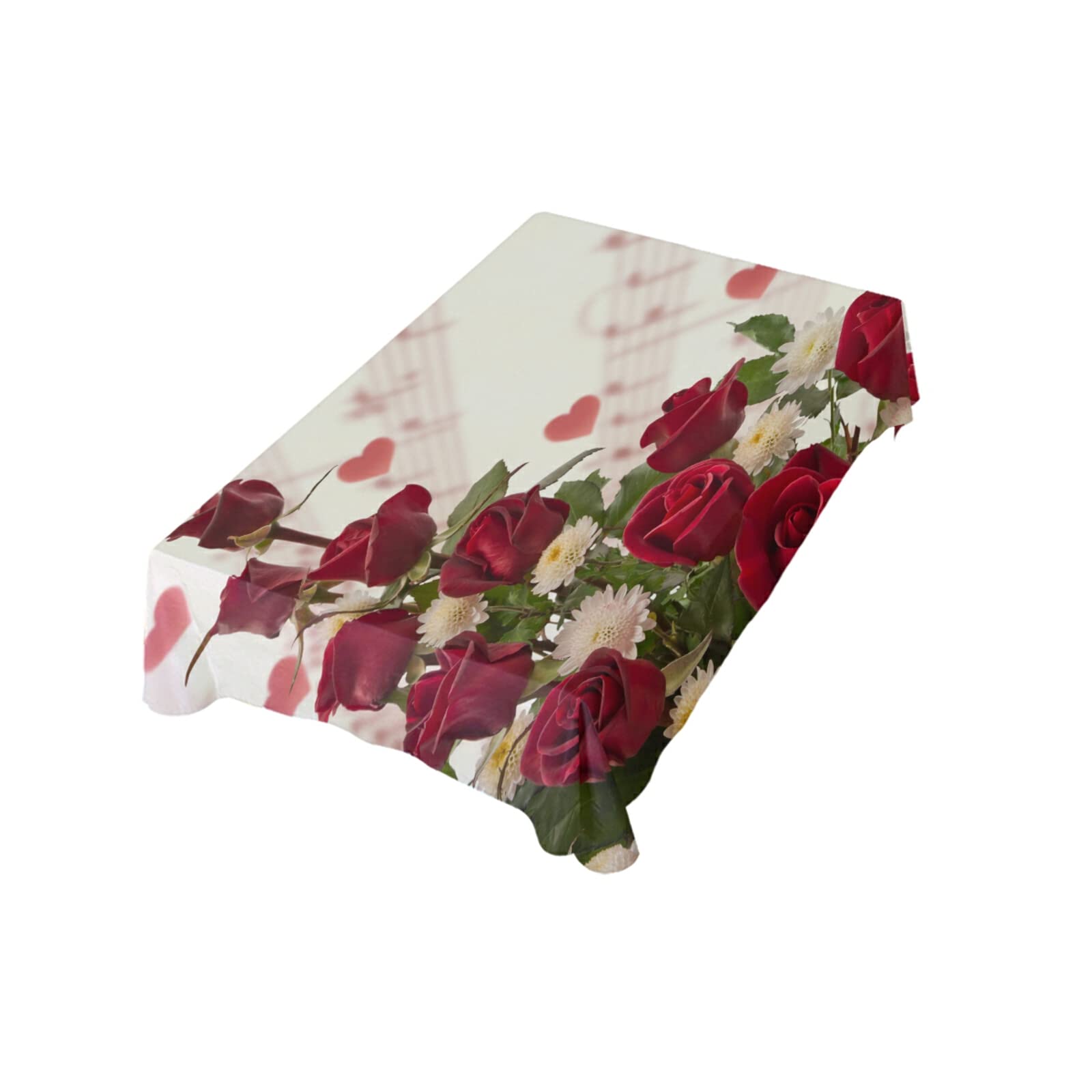ALAZA 60 x 108 Inch Red Roses Music Note Oblong Tablecloth - Perfect for Dining Room, Party, Holiday Decor, and Special Occasions