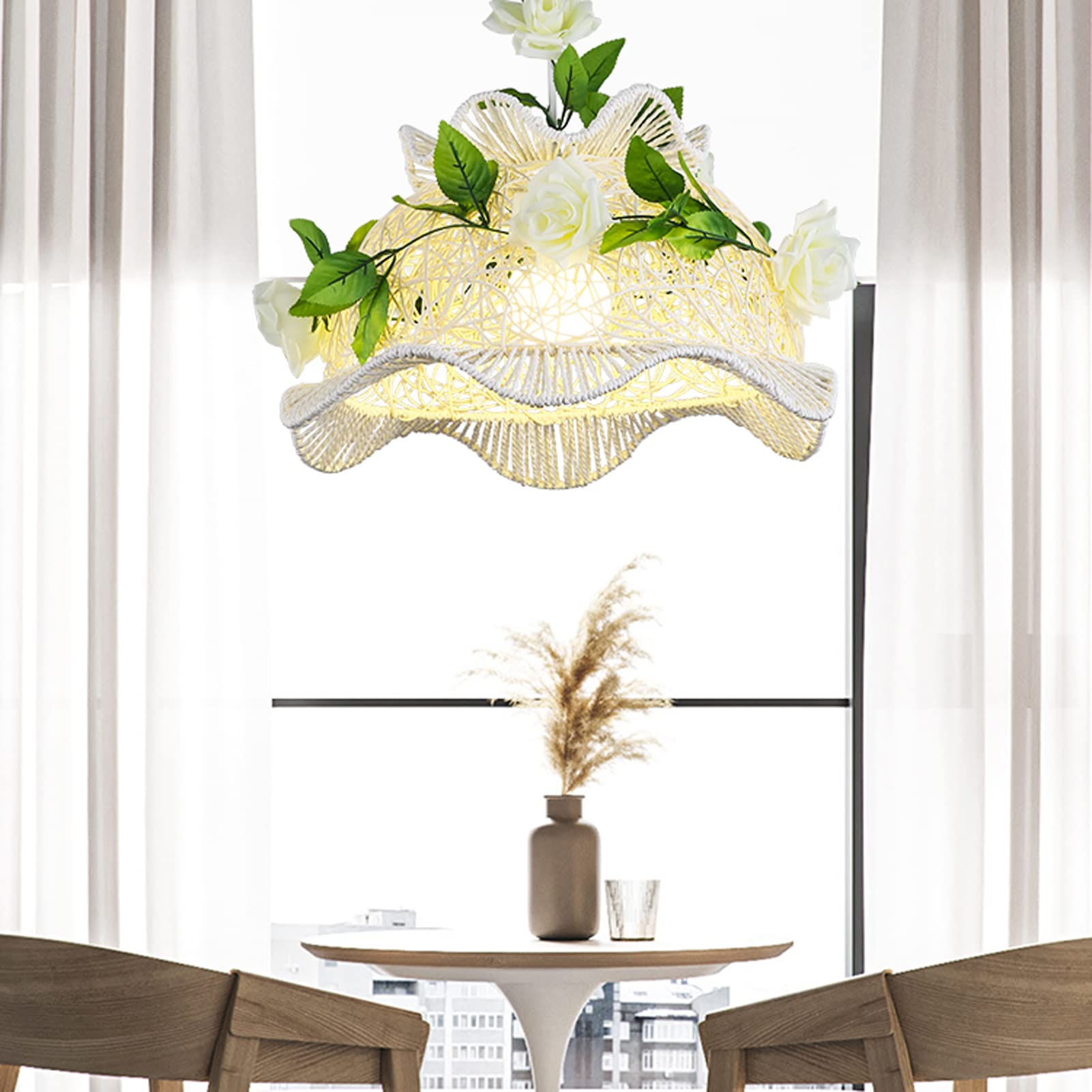 Modern Rattan Woven LED Chandelier - Postmodern Creative Ceiling Pendant Light for Dining Room, Bar, Staircase, Corridor, Porch & Small Restaurants | Energy Efficient Dimmable Lighting Fixture for Home & Commercial Spaces