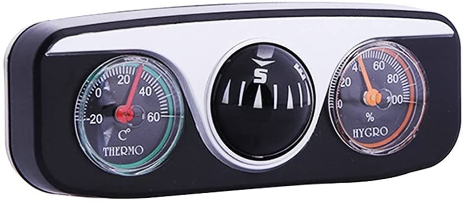 Jiaanu 3-in-1 Car Compass Thermometer Hygrometer - Multifunctional Vehicle Accessory for Auto, Boat & RV - Perfect for Navigation, Climate Monitoring & Interior Styling