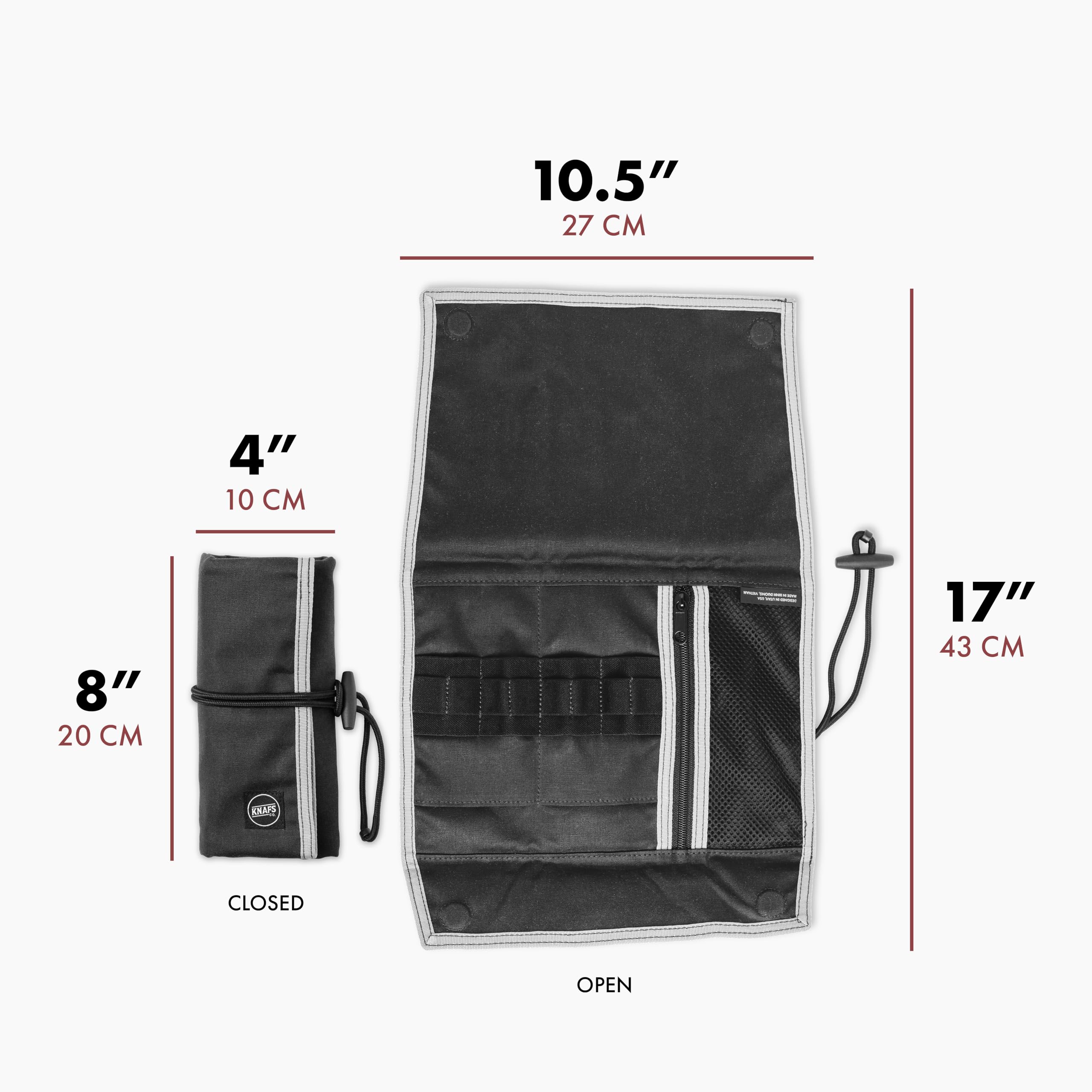 Knafs Tool Burrito Knife Maintenance Storage Pouch - Portable & Expandable Knife Roll for Travel, Camping, EDC - Compact Knife Sharpener & Accessories Organizer Bag for Outdoor, Hiking, Hunting