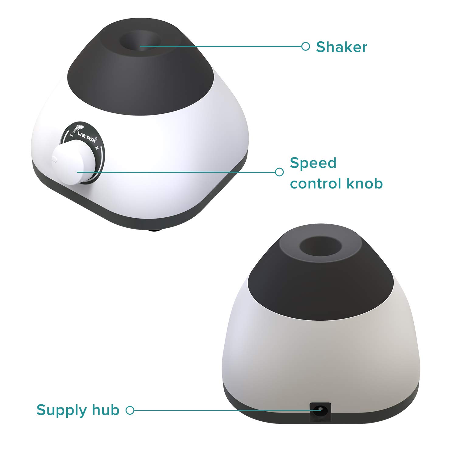 LAB FISH Mini Vortex Mixer - Adjustable Speed 0-3000 RPM, Touch Function for Efficient Mixing | Ideal for Test Tubes, Acrylic Paints, Gel Polish, Nail Polish & Eyelash Adhesives (Up to 50ML) | Perfect for Lab Experiments, Nail Salons & DIY Crafts