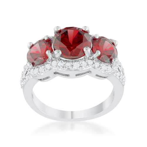 Garnet Classic Trio Ring Set - Sterling Silver Stackable Rings for Women, Elegant Birthstone Jewelry Gift for Her | Perfect for Valentine's Day, Anniversary & Everyday Wear