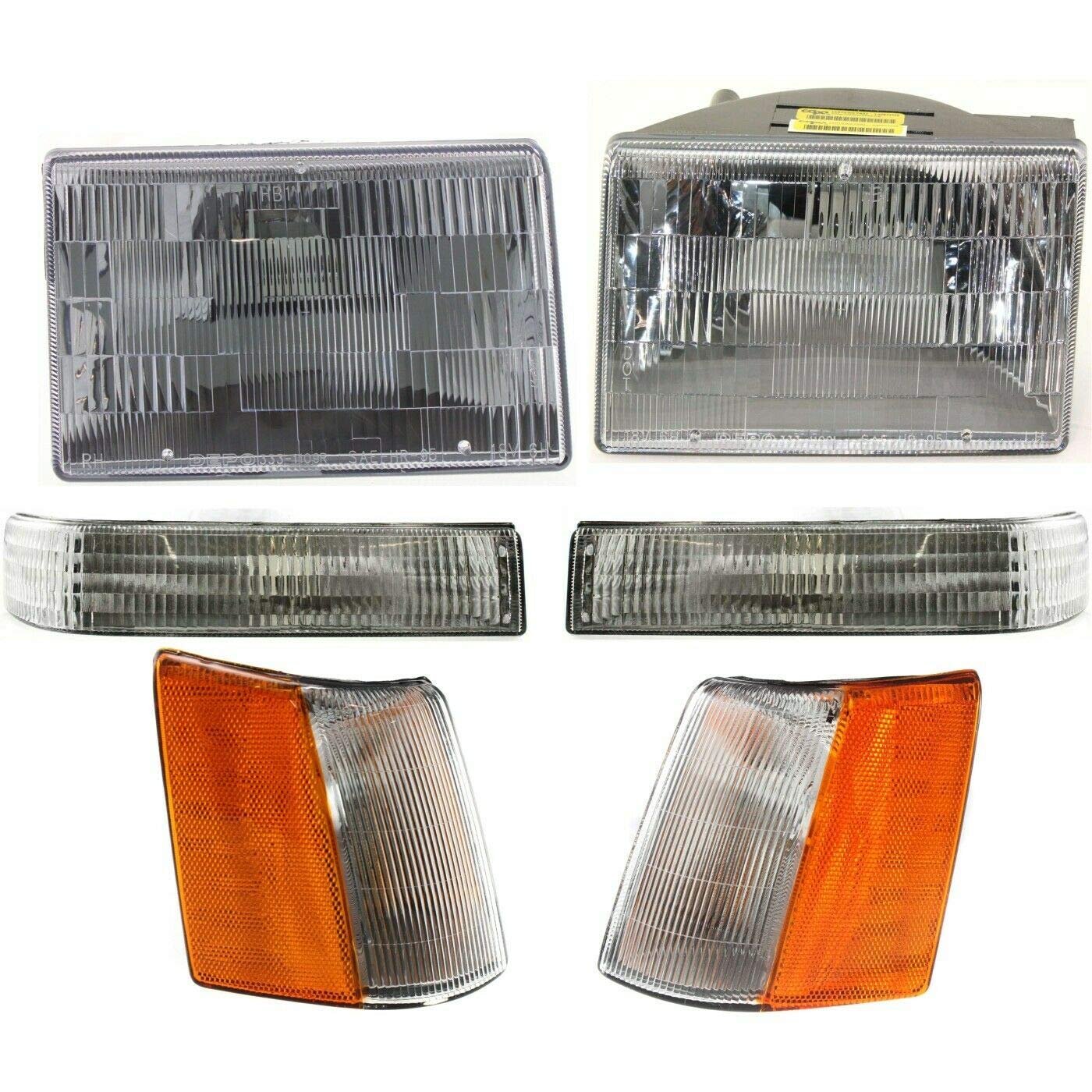 XEMRVGU Headlights & Parking Corner Lights Left/Right Pair Set for 93-96 Grand Cherokee - Perfect Replacement for Foggy or Damaged Lights, Enhances Night Driving Safety