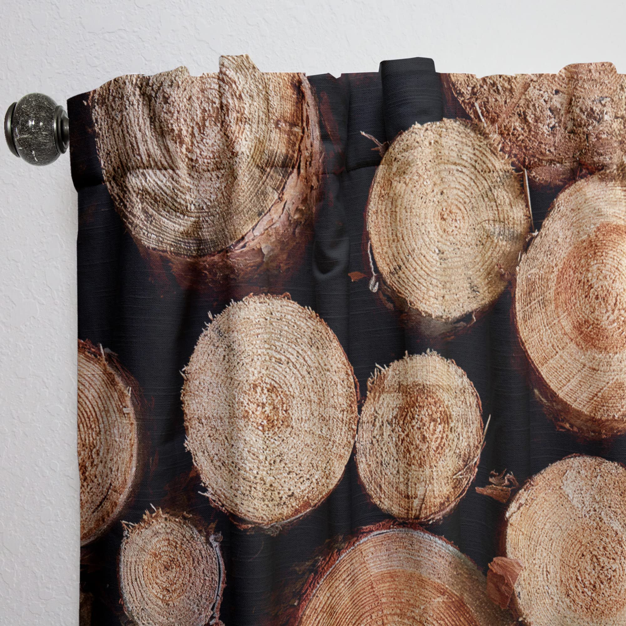 DesignQ Thermal Insulated Curtains 'Concentric Circle of Firewood' - Single Panel 52x120 - Blackout Drapes for Bedroom & Living Room - Perfect for Energy Efficiency, Privacy and Light Control