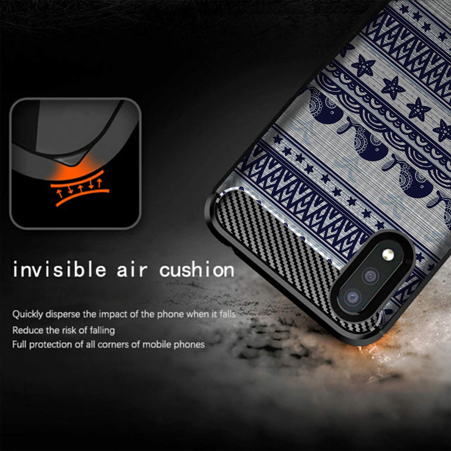 Samsung Galaxy A01 Case - Slim Black Flexible TPU Cover with Shock Protection | Whale Sea Tribal Design | Perfect for Daily Use, Travel & Outdoor Activities