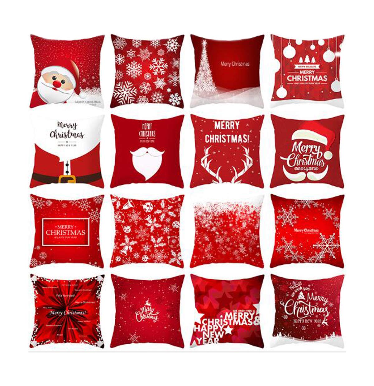 18x18 Inch Christmas Throw Pillow Covers Set of 4 - Holiday Decorative Square Cushion Covers for Sofa, Couch, Bed & Car - Perfect for Christmas Home Decor, Winter Cozy Living Room & Festive Gift Giving