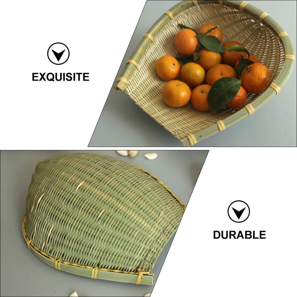 DOITOOL Solid Wood Pallet & Bamboo Basket Set - Multi-Purpose Kitchen Storage for Vegetables, Fruits & Food - Handwoven Bamboo Dustpan & Basket for Home Organization - Perfect for Pantry, Countertop & Dining Room Decor