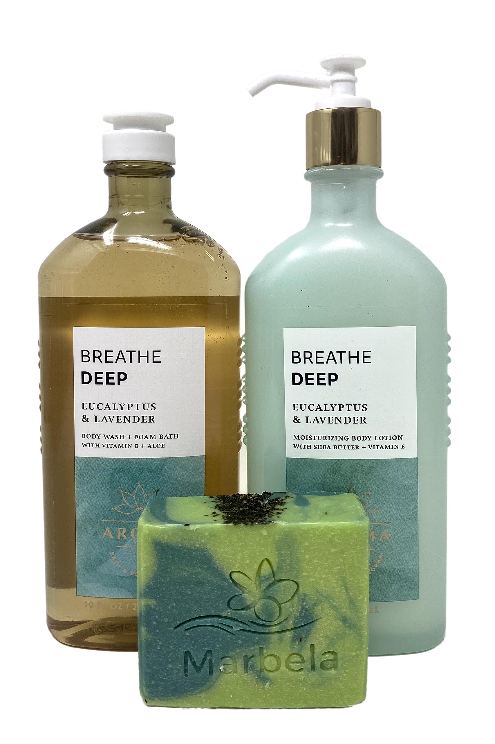 Bath & Body Works Aroma Breathe Deep Eucalyptus & Lavender Gift Set - Moisturizing Body Lotion, Body Wash & Foam Bath with Forest Bar Soap | Relaxing Spa & Self-Care Kit for Stress Relief & Better Sleep