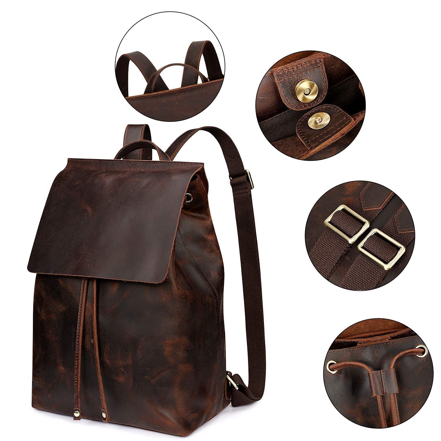 S-ZONE Women's Genuine Leather Backpack Purse - Stylish Rucksack & Travel Daypack with Luggage Sleeve - Perfect for Work, School & Weekend Getaways