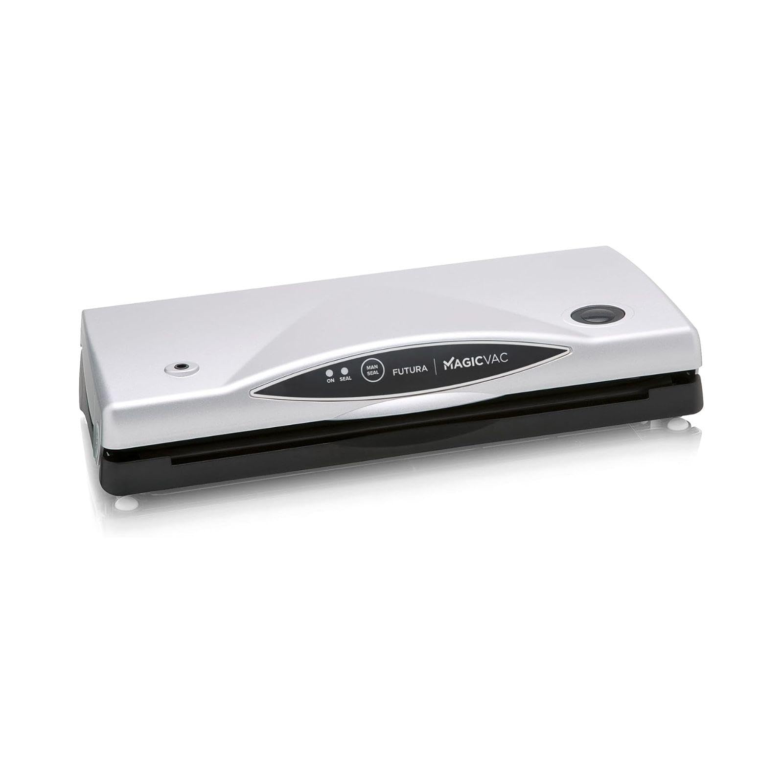 Magic Vac Futura Multifunction Food Vacuum Sealer Machine for Vacuum Bags & Containers - Includes Vacuum Sealing Kit, Patented Technology, Made in Italy (Silver-Black) - Perfect for Meal Prep, Sous Vide & Food Storage