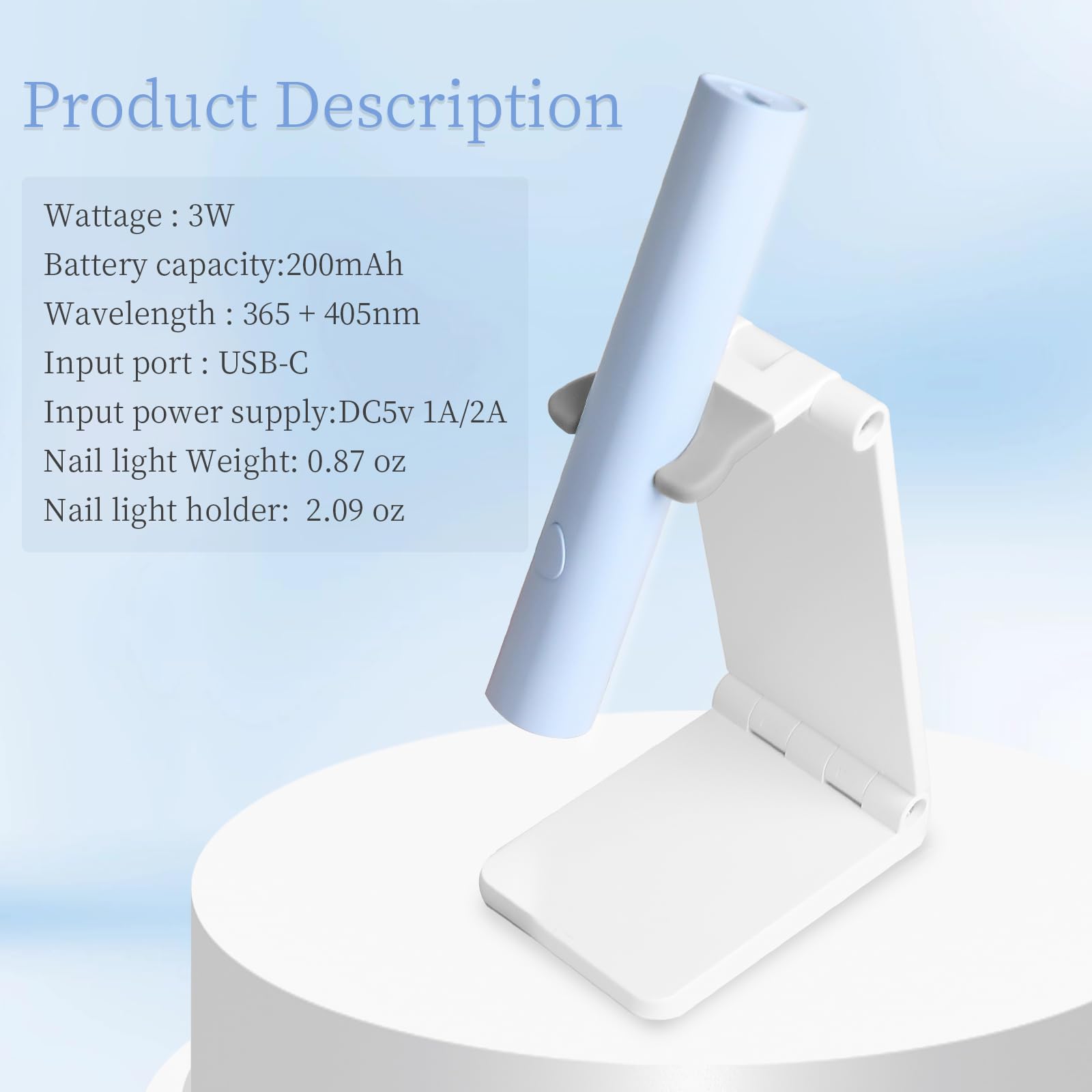 Professional UV LED Nail Lamp for Gel Polish - Portable Rechargeable Cordless Handheld Flash Cure Light with Stand - Perfect for Salon, Home & DIY Manicures (Blue) - Quick Drying for Gel Nails, Acrylics & Extensions