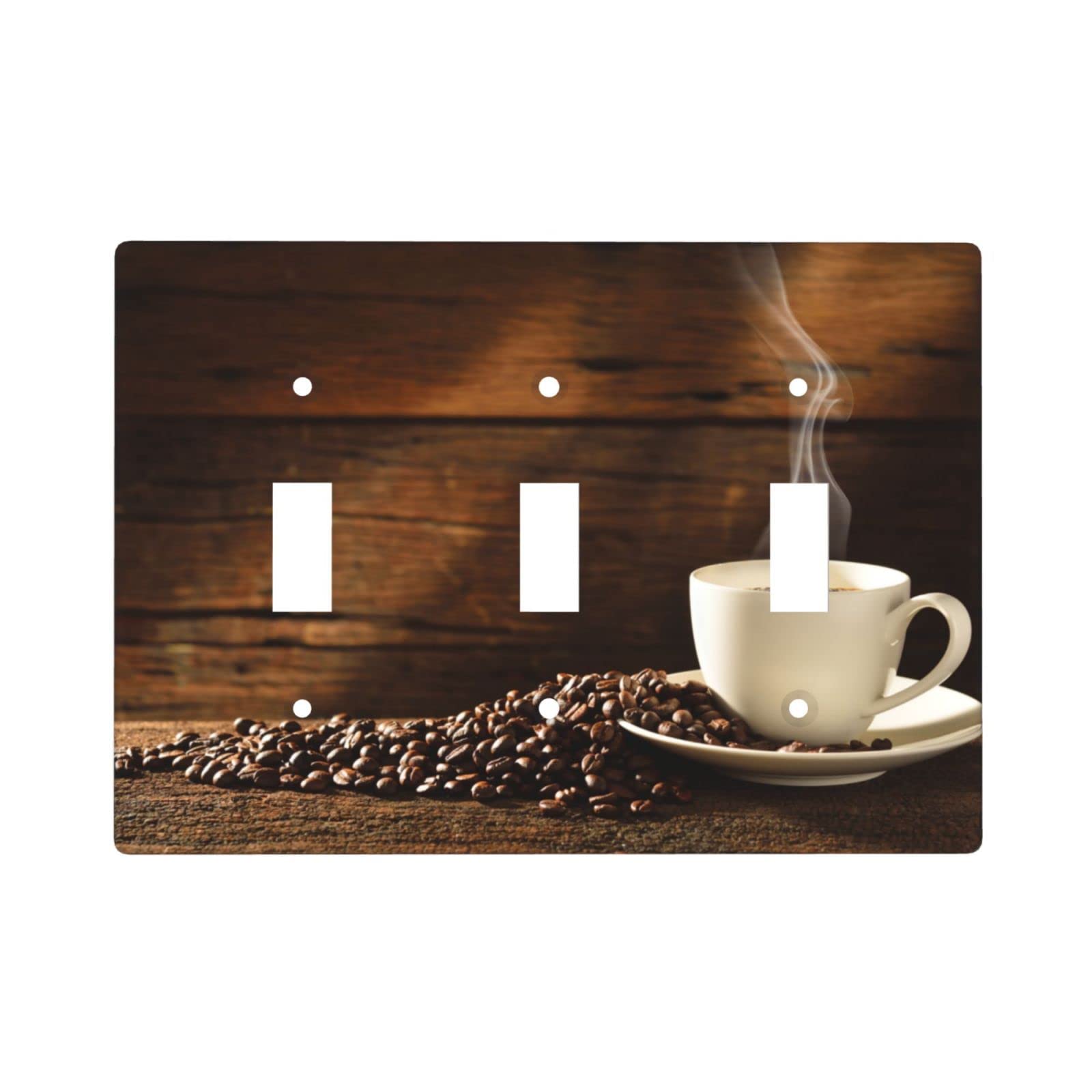 Brown Triple Light Switch Cover - Decorative 3 Gang Wall Plate Toggle Covers - Kitchen Light Switch Faceplate 4.5